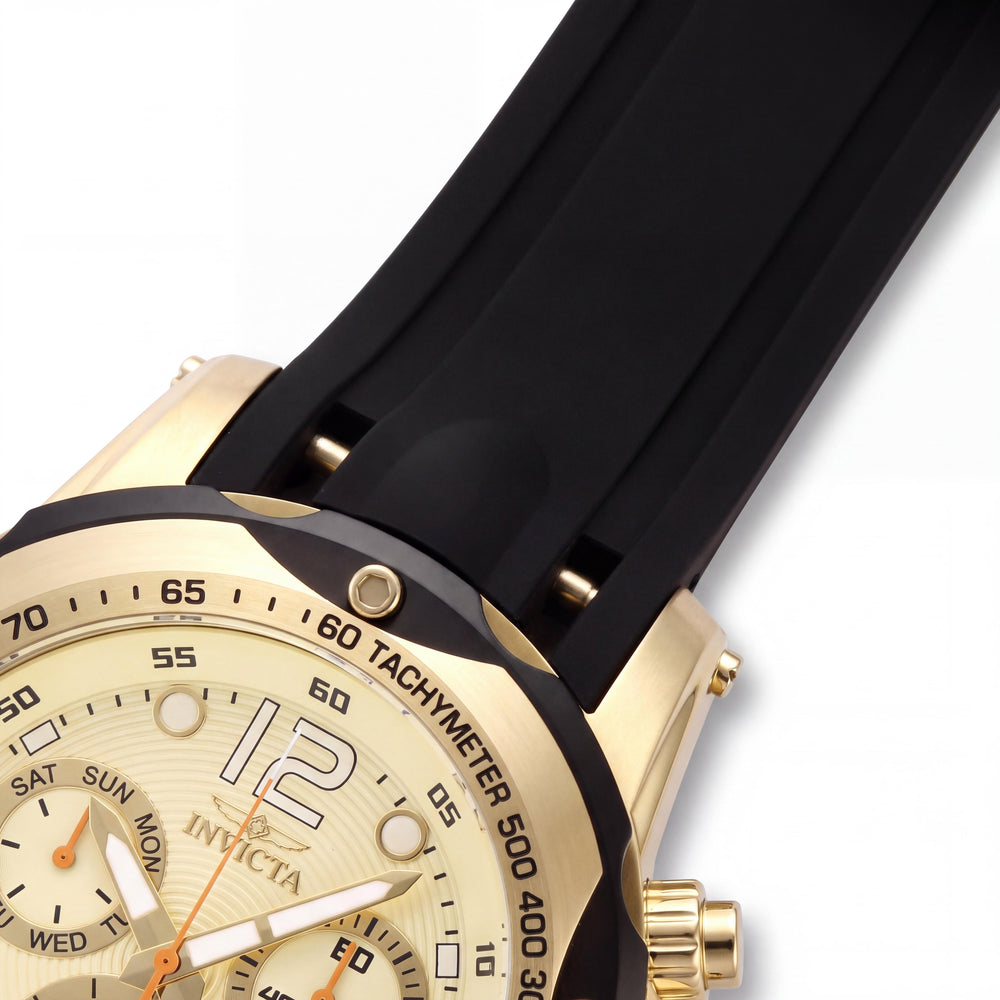 Reloj unisex Invicta Speedway 48910 de cronógrafo, acero inoxidable tono oro y silicona negra, 51 mm