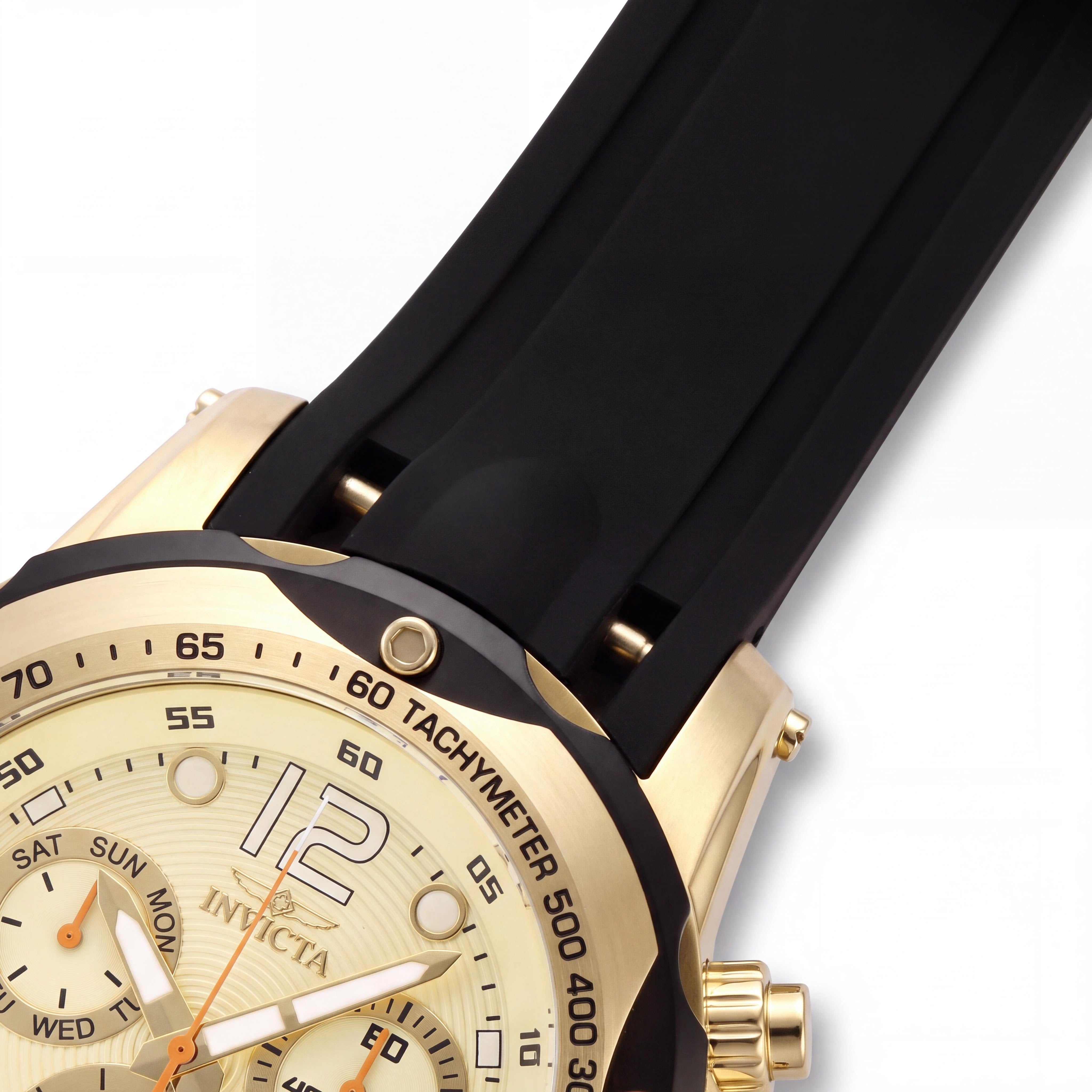 Reloj unisex Invicta Speedway 48910 de cronógrafo, acero inoxidable tono oro y silicona negra, 51 mm, Photo 3