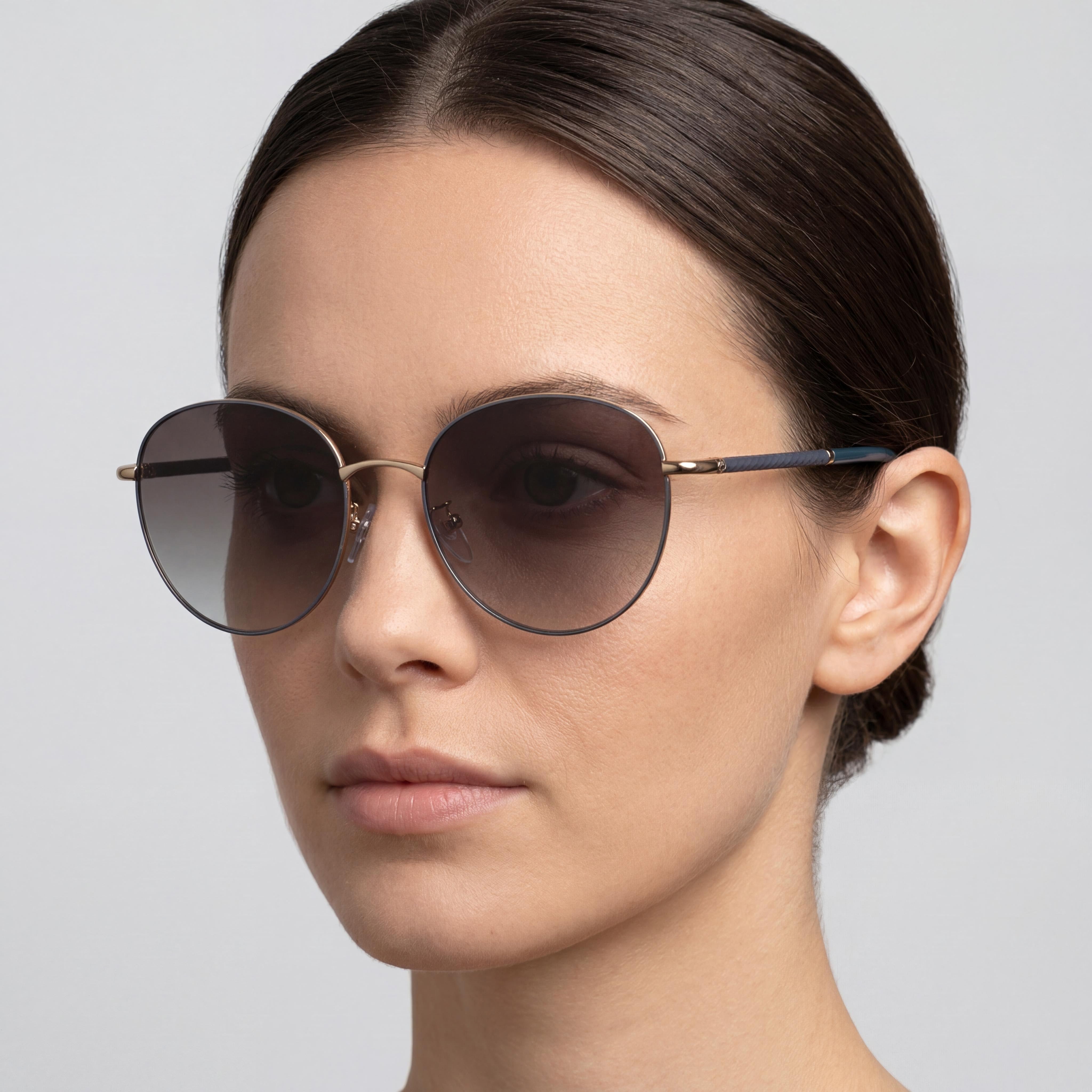 Escada SESE66 Women's Shiny Camel Stainless Steel Non-Polarized Smoke Gradient Lens Sunglasses 56-19-140, Photo 5