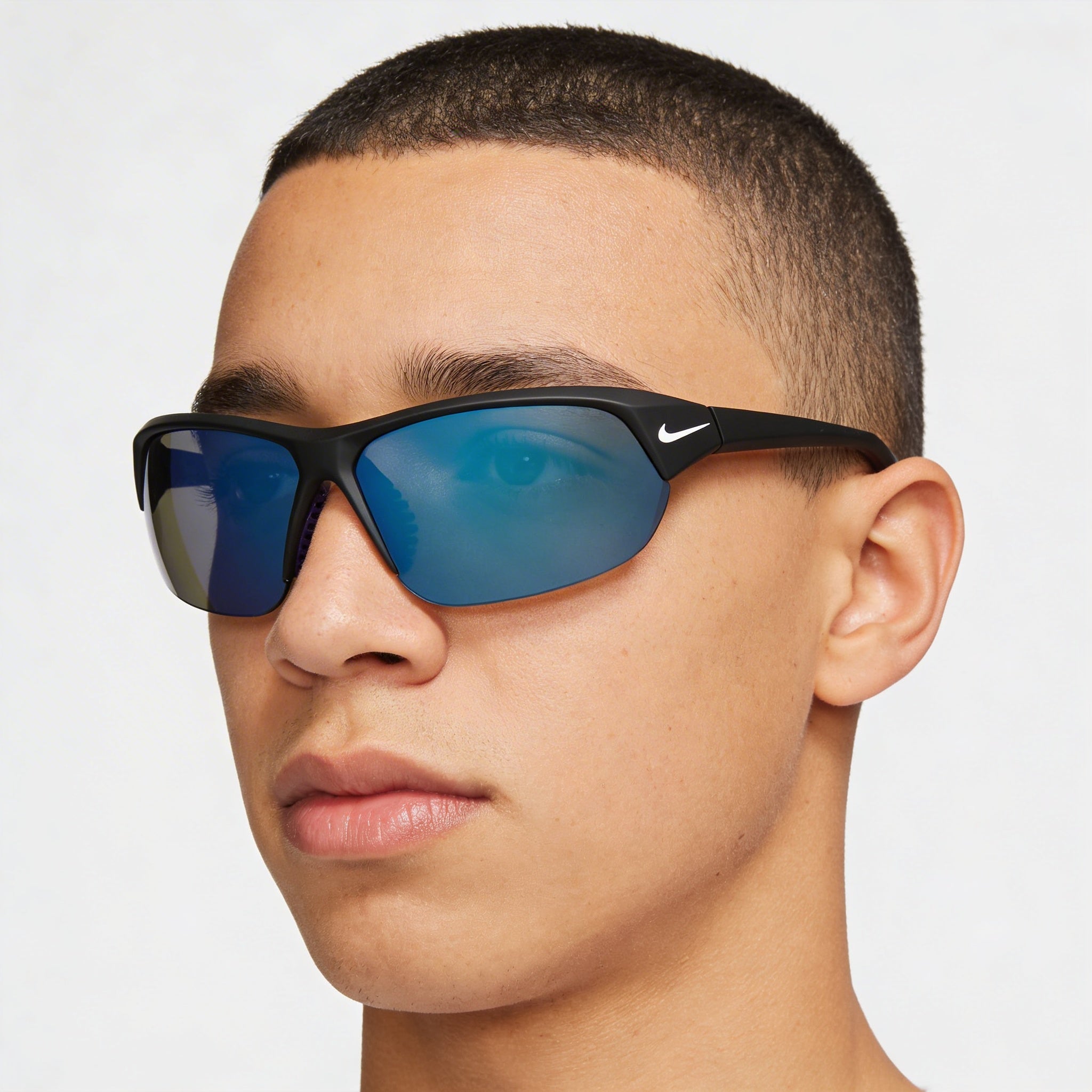 Nike Modern Unisex Lightweight Nylon UV Protection Sunglasses Matte Black Grey Mirror Blue 70-11-135mm, Photo 4
