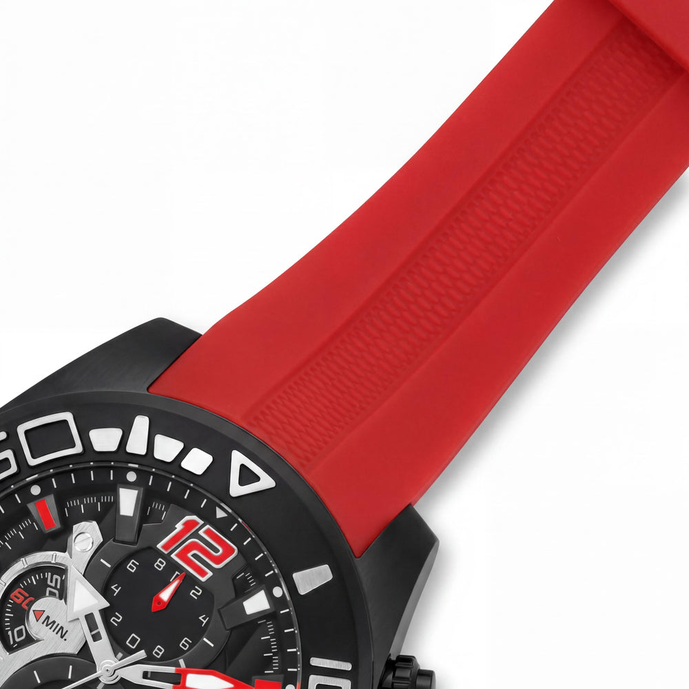 Reloj de cuarzo Invicta para hombre, modelo Pro Diver, con caja negra, correa de silicona roja y cronógrafo, 50 mm