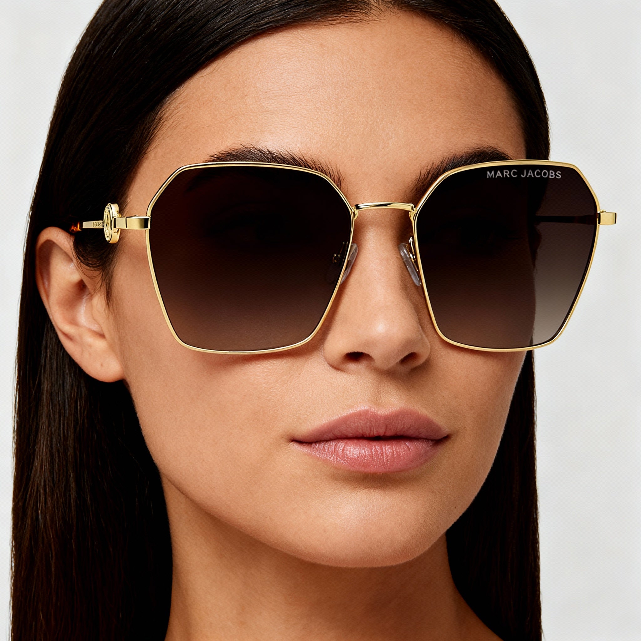 Marc Jacobs MARC 729/S Women's Metal Casual Non-Polarized Sunglasses, Gold Havana Frame, Brown Shaded Lens, 58mm, Photo 4