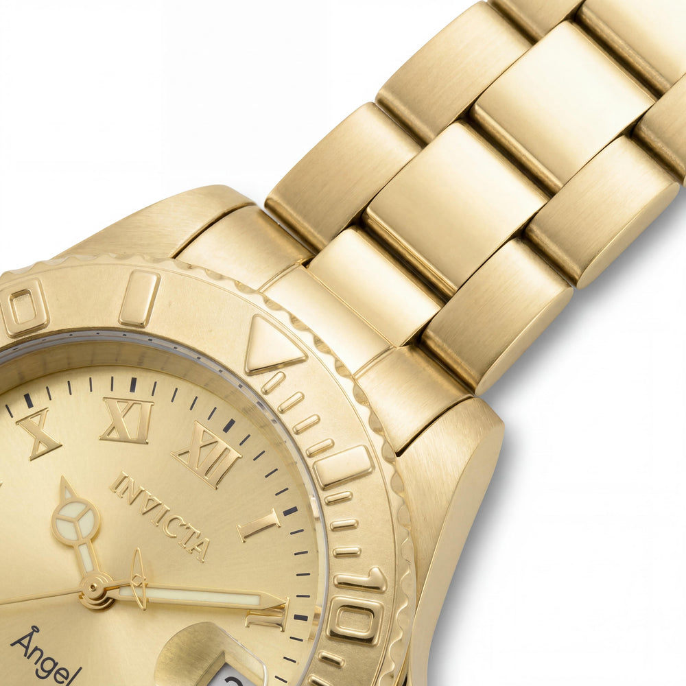 Invicta Angel 16849 Women's Quartz Stainless Steel Gold Dial Watch 40mm 200m Water Resistant