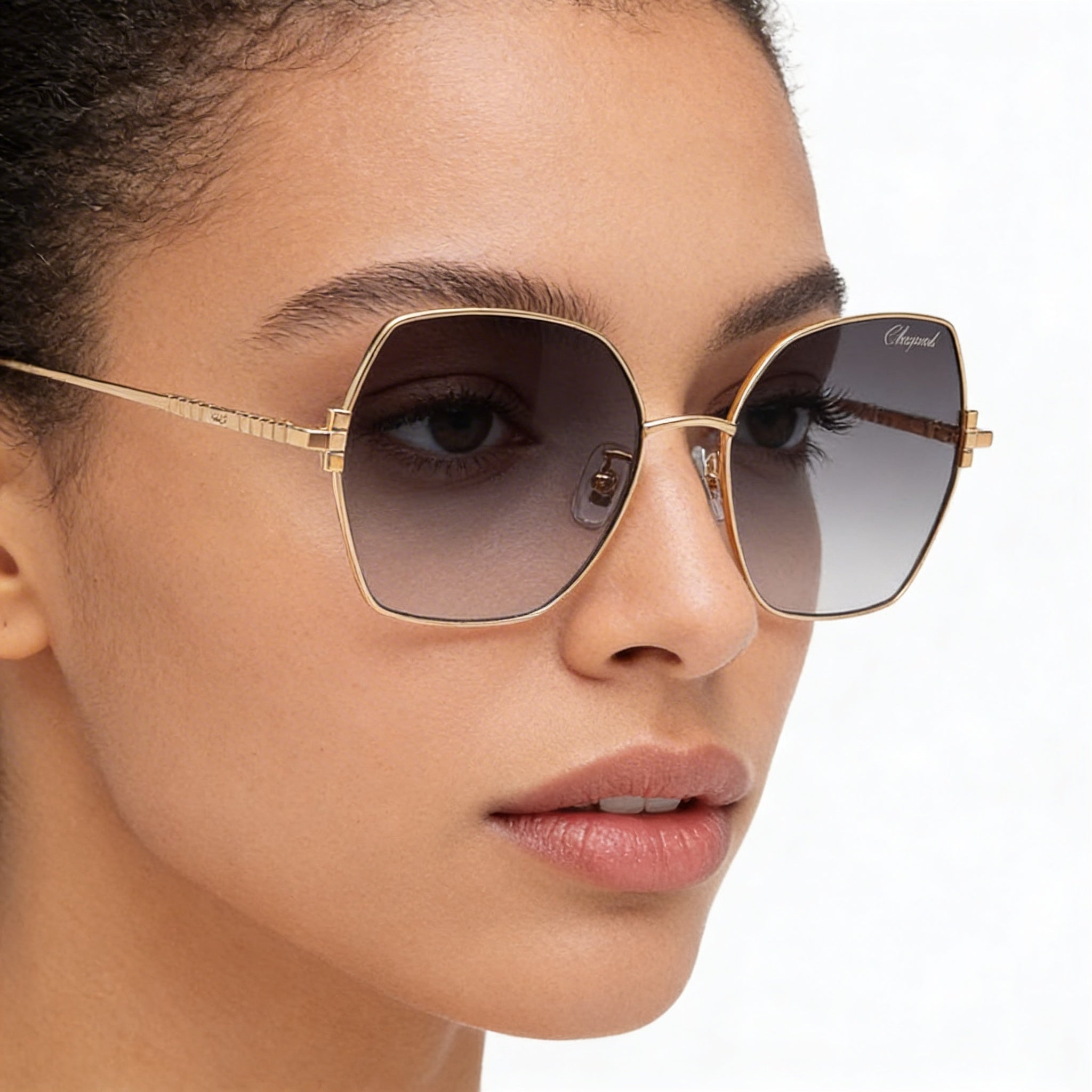 Gafas de sol Chopard Schl02m para mujer con montura de titanio oro rosa y lentes degradadas con protección UV de 57 mm, Photo 4