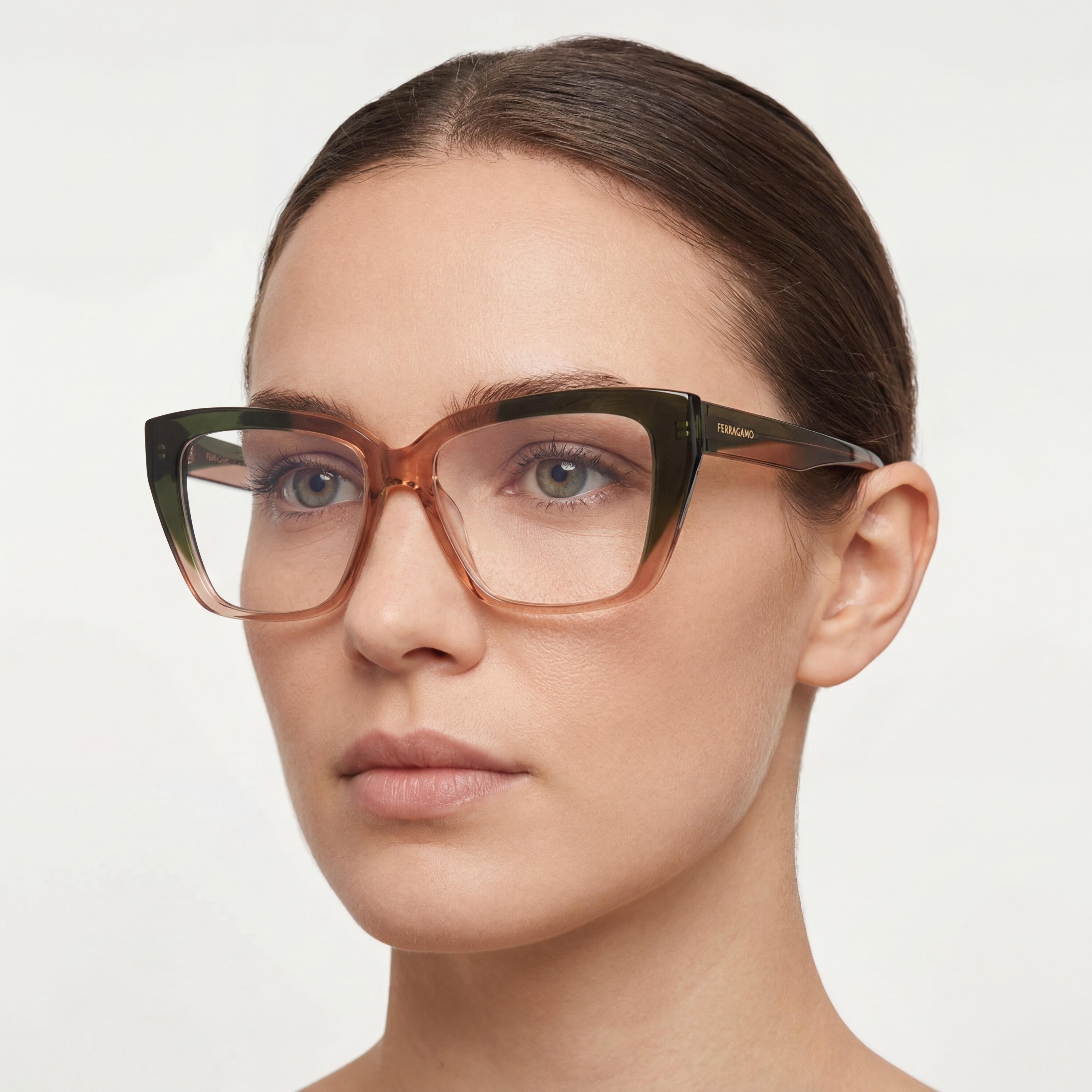 Salvatore Ferragamo Sf2939n Women's Acetate Transparent Khaki/Light Brown Eyeglasses 54mm, Photo 4