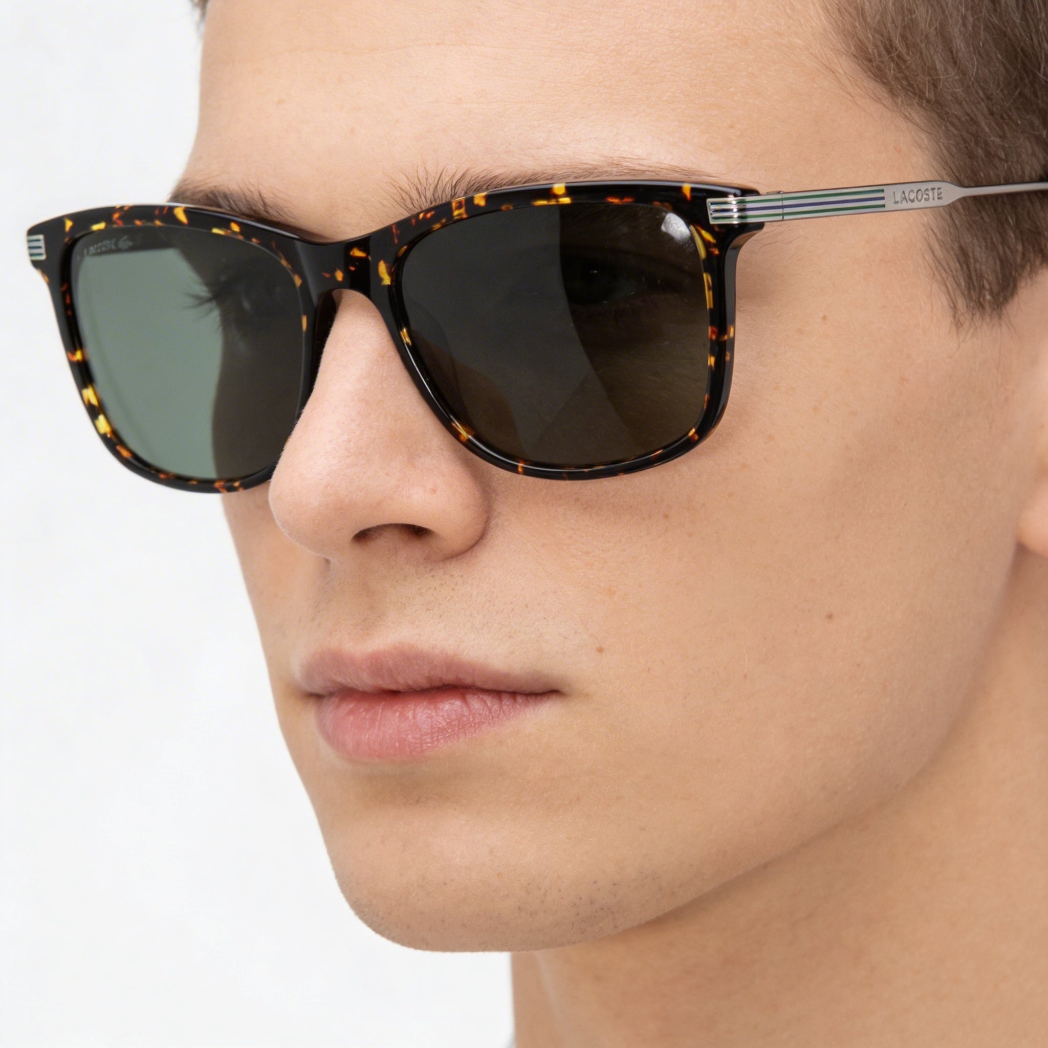 Lacoste Classic Rectangular Unisex Sunglasses with Dark Havana Plastic Frame and UV Protection 56mm, Photo 4