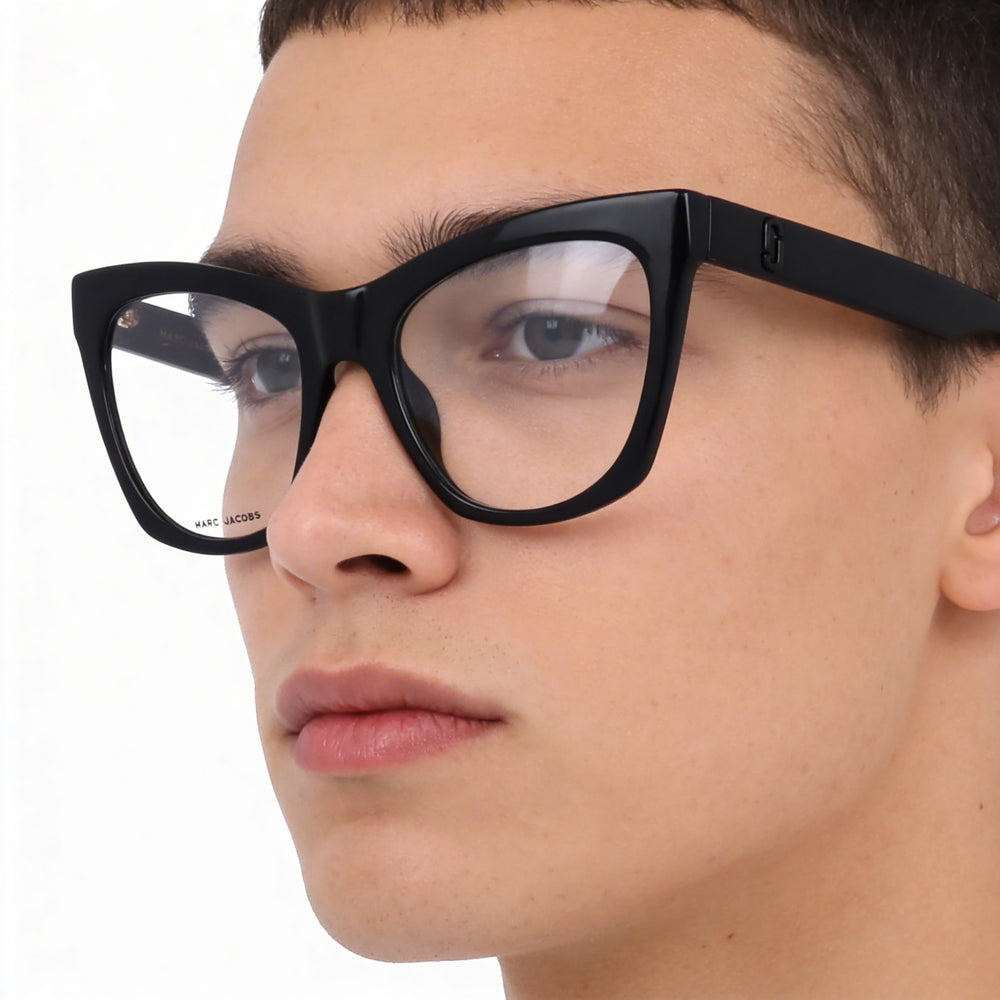 Marc Jacobs Marc 649 Gafas de sol unisex estilo clásico con montura de celulosa negra y lentes no polarizadas negras de 53 mm