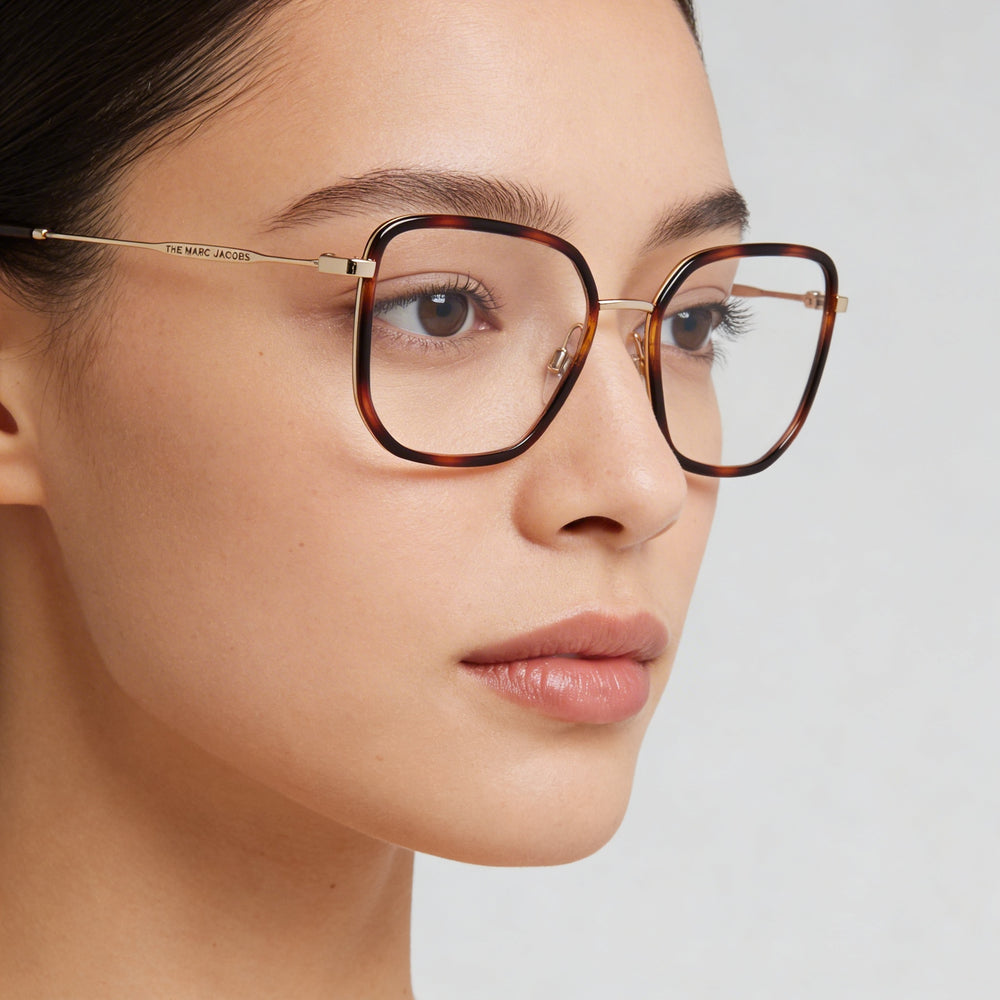 Montura de gafas ópticas para mujer Marc Jacobs Marc 537, fabricadas en acero aleado en color Habana, 53 mm