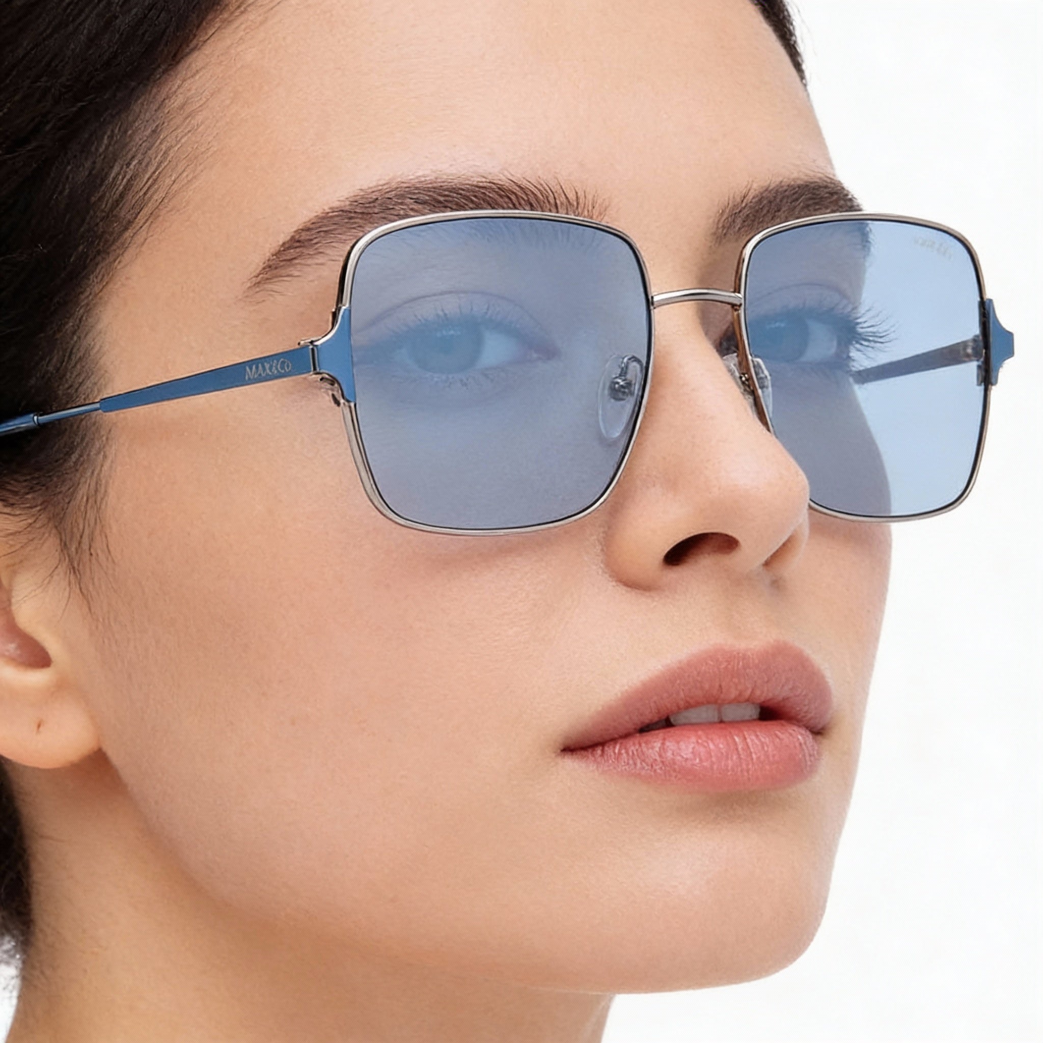 Max & Co. Casual Women's Shiny Light Ruthenium Metal Grey Lens UV Protection Sunglasses 56-17-140, Photo 4