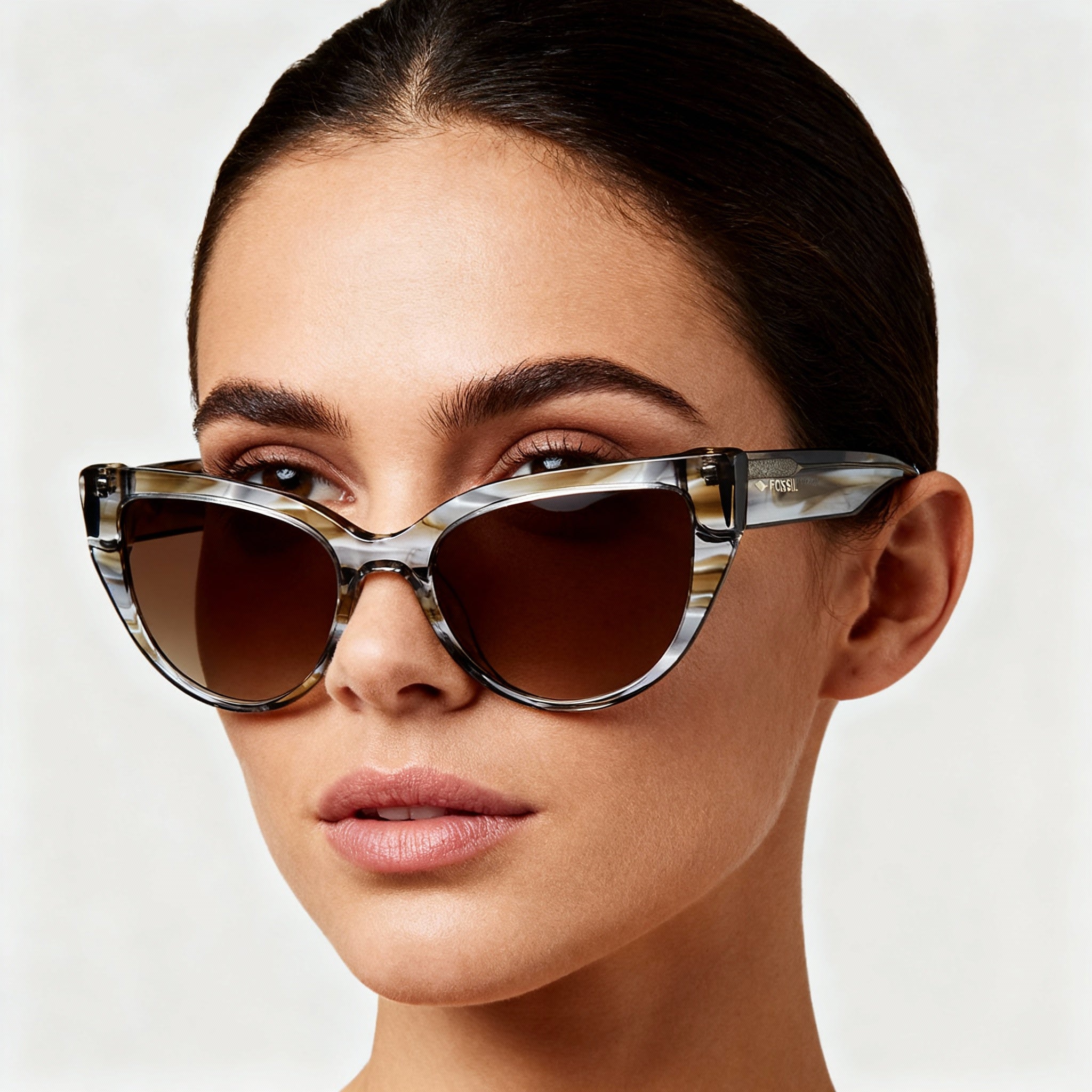 Fossil FOS 2125/S Women's Grey Pattern Brown Acetate Sunglasses with Brown Shaded Polycarbonate Lenses 52mm, Photo 3