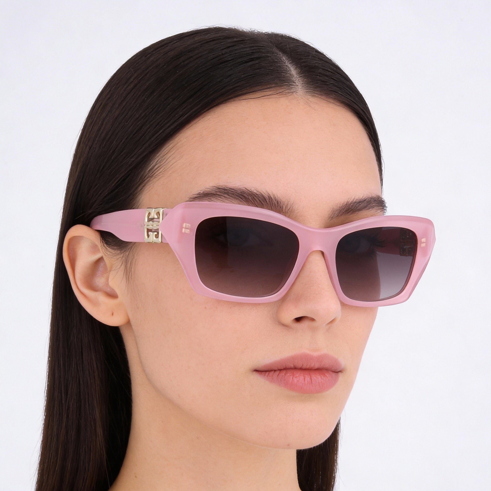 Gafas de sol casuales Givenchy para mujer con montura de acetato rosa brillante y lentes violetas, talla 54-18-140 mm, Photo 4