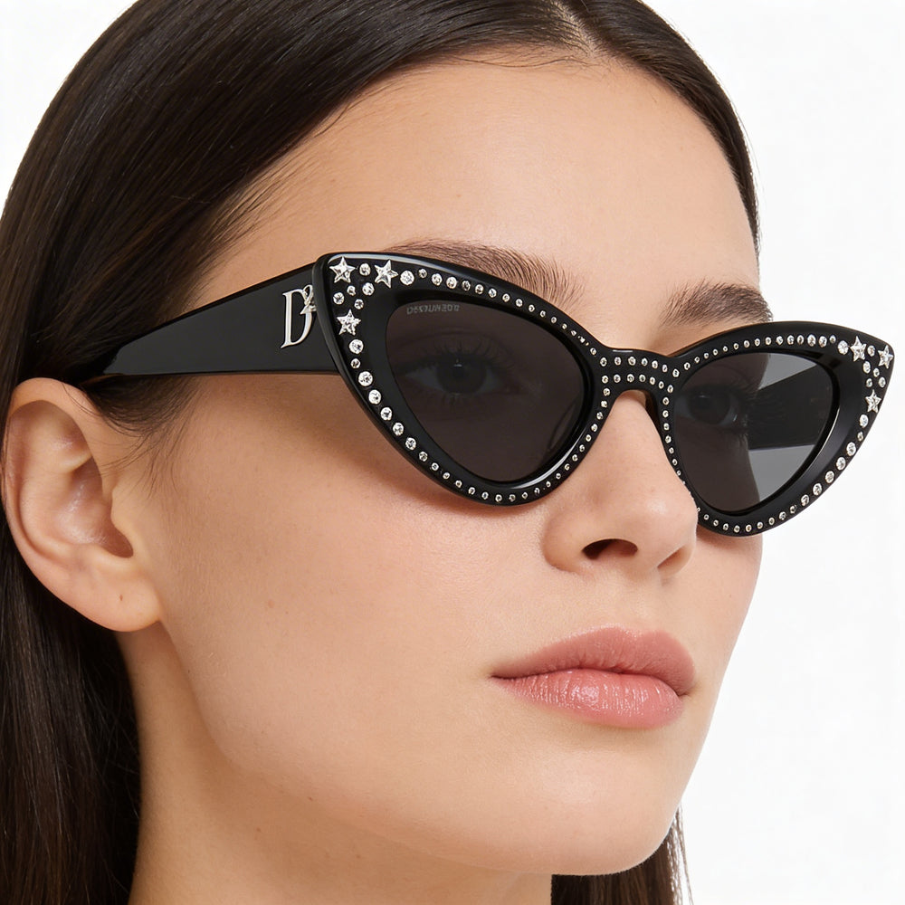 DSQUARED2 Vintage Women's Acetate Pattern Black Non-Polarized UV Protection Sunglasses 51mm