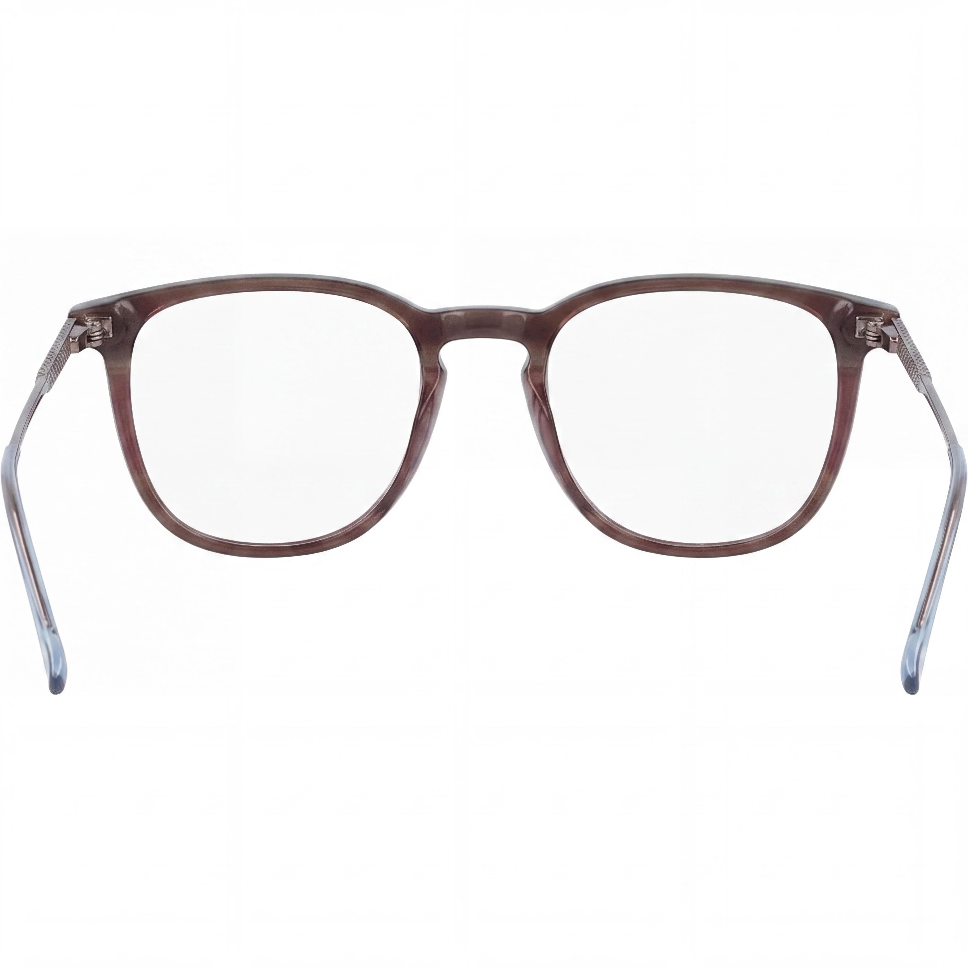 Gafas Lacoste L2828 unisex de acetato con montura a rayas en burdeos y gris, y lentes transparentes 50-19-145, Photo 2