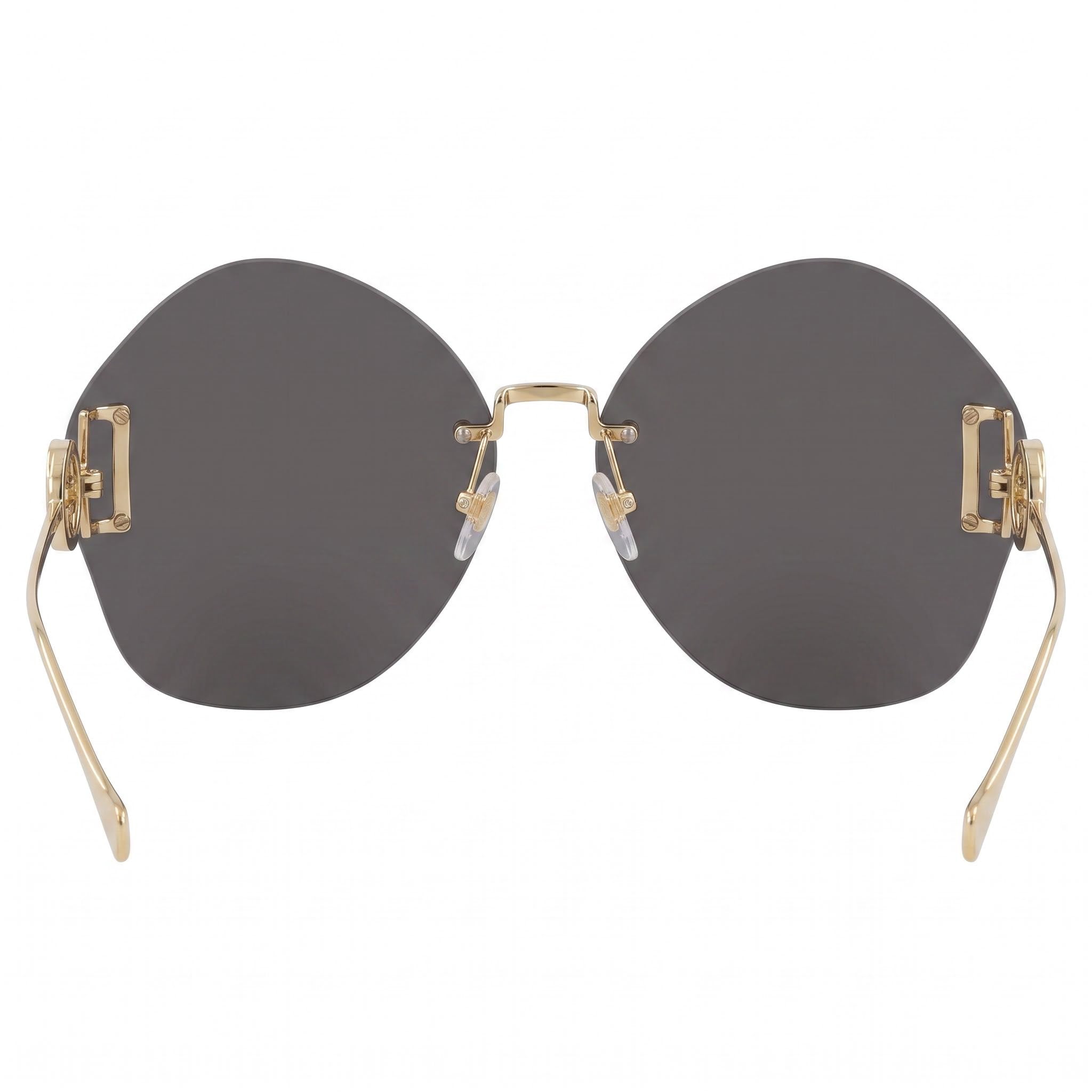 Gucci Women's gg1203s-30013411 Round/Oval Gold Grey Metal Frame Sunglasses with UV Protection, 65-16-140mm, Photo 4