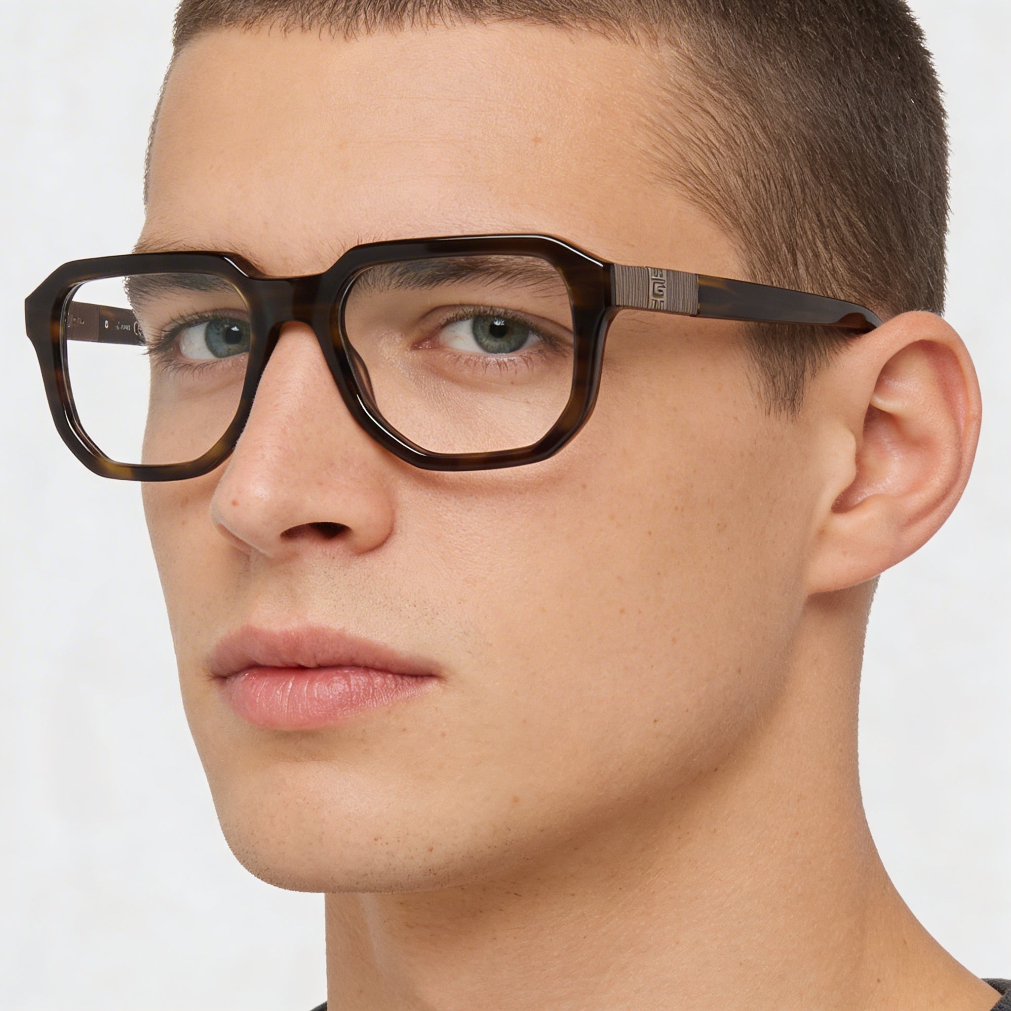 Gafas GUESS Gu50332 para hombre con montura de plástico en color verde oscuro y lentes transparentes sin policarbonato (52-19-140 mm), Photo 5