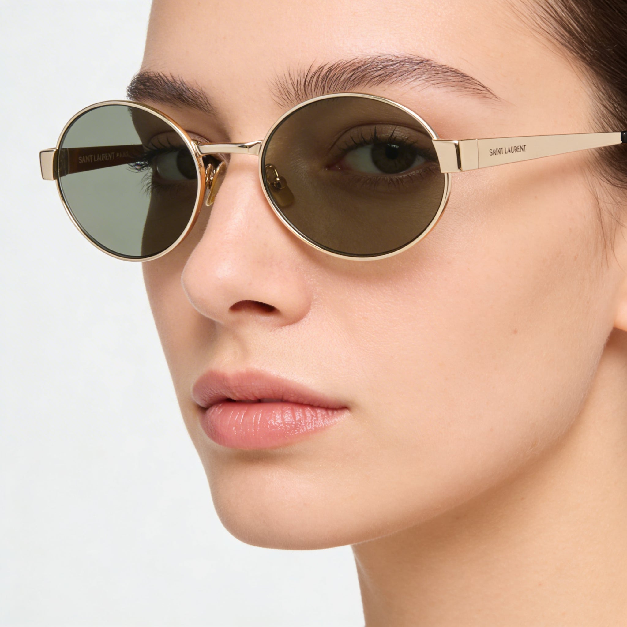 Gafas de sol redondas Saint Laurent Classic SL 692 de metal dorado con lentes verdes no polarizadas para mujer 55mm, Photo 5