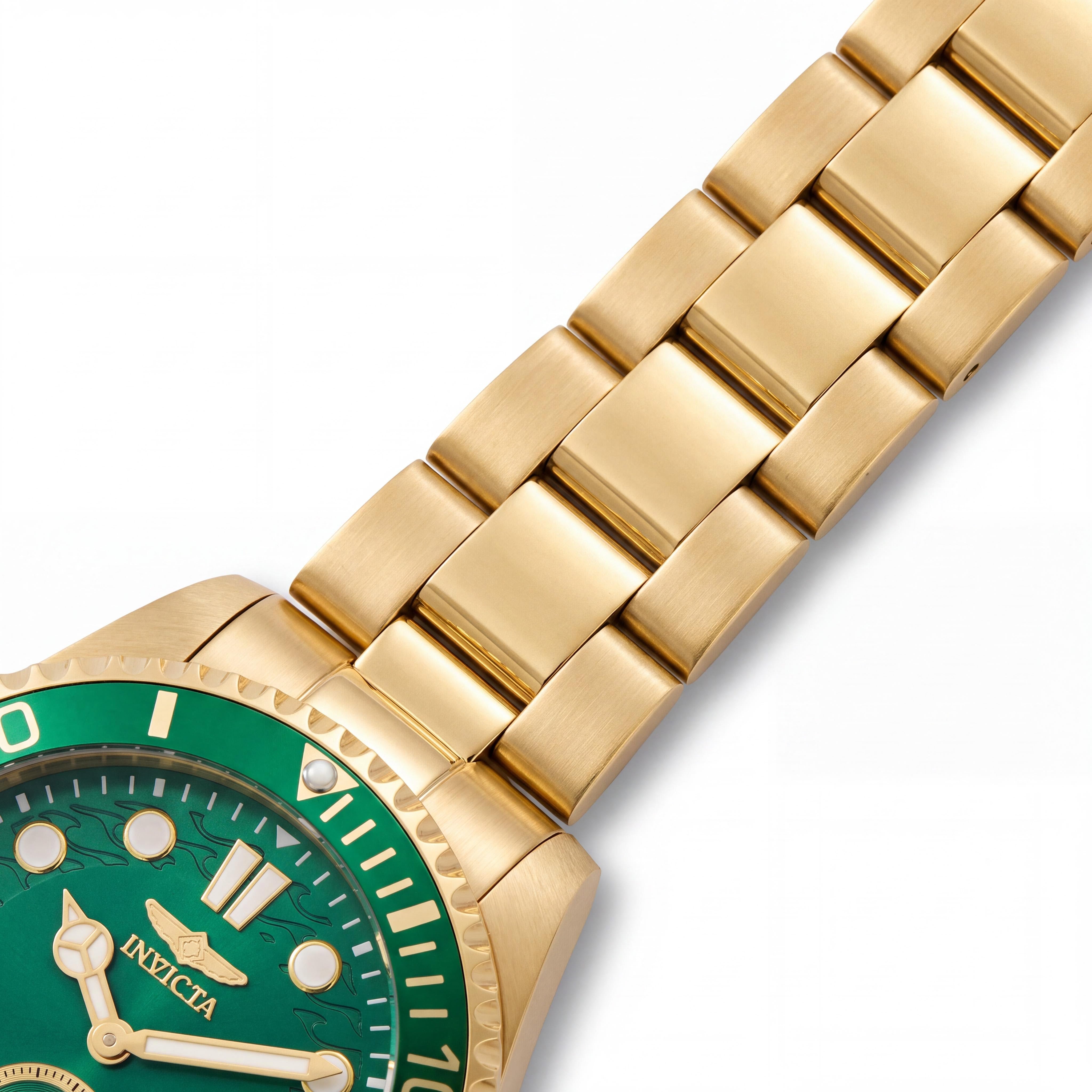 Reloj de cuarzo Invicta Pro Diver 49430 para hombre, de acero inoxidable tono dorado, esfera verde, 43 mm, resistencia al agua 10 ATM, Photo 3