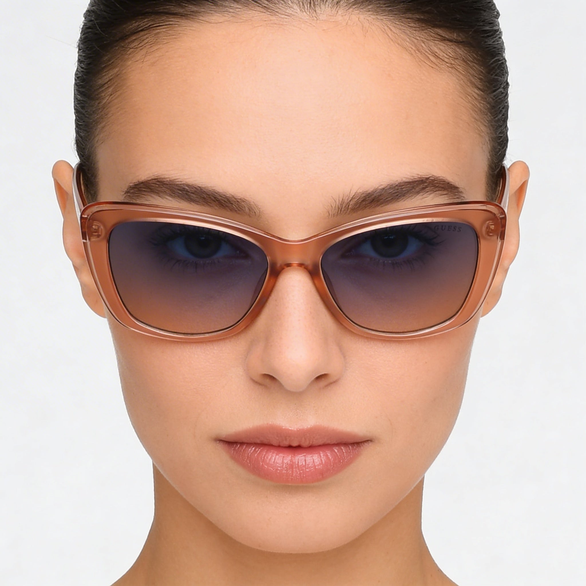 Gafas de sol Guess GU7774 para mujer, de plástico, con montura ojo de gato, color rosa y azul degradado, con lentes azules degradados y protección UV 100 % (55 mm), Photo 4