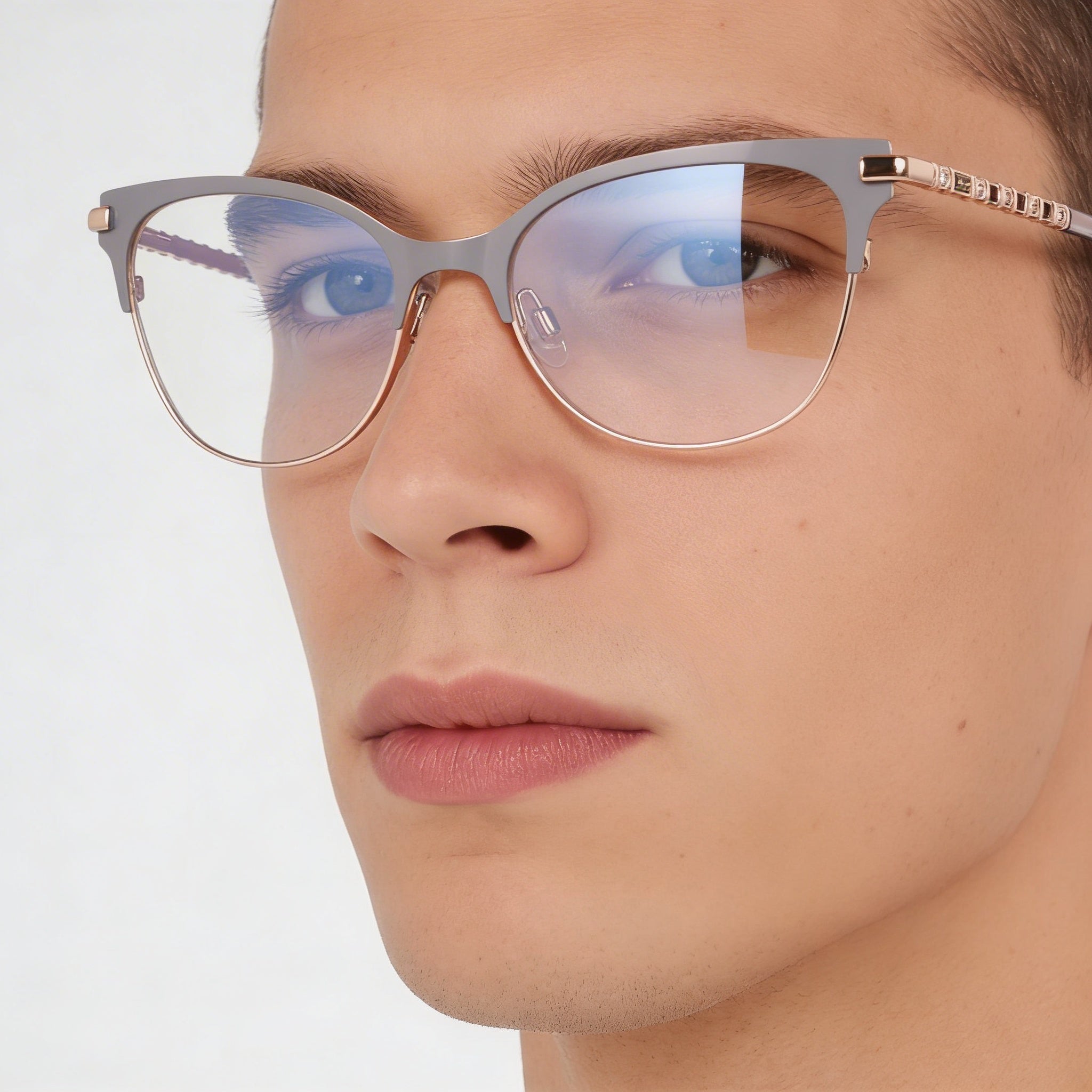 Gafas con montura de acetato para hombre bebe Bb5224 con lentes transparentes de policarbonato, en gris, ancho de lente de 55 mm, Photo 5