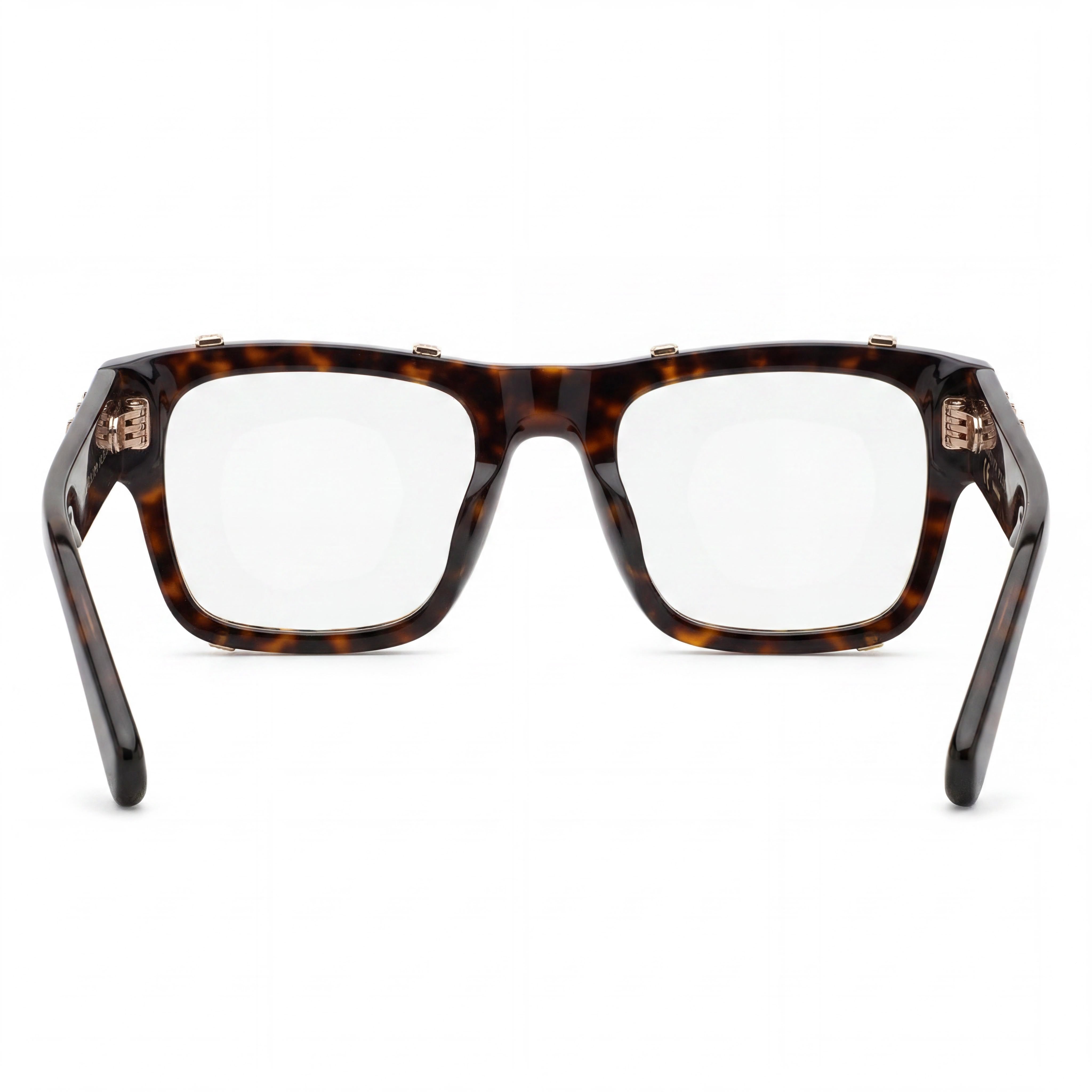 Philipp Plein VPP042W Men's Non-polarised Square Acetate Eyewear, Shiny Dark Havana, 54mm, Photo 4