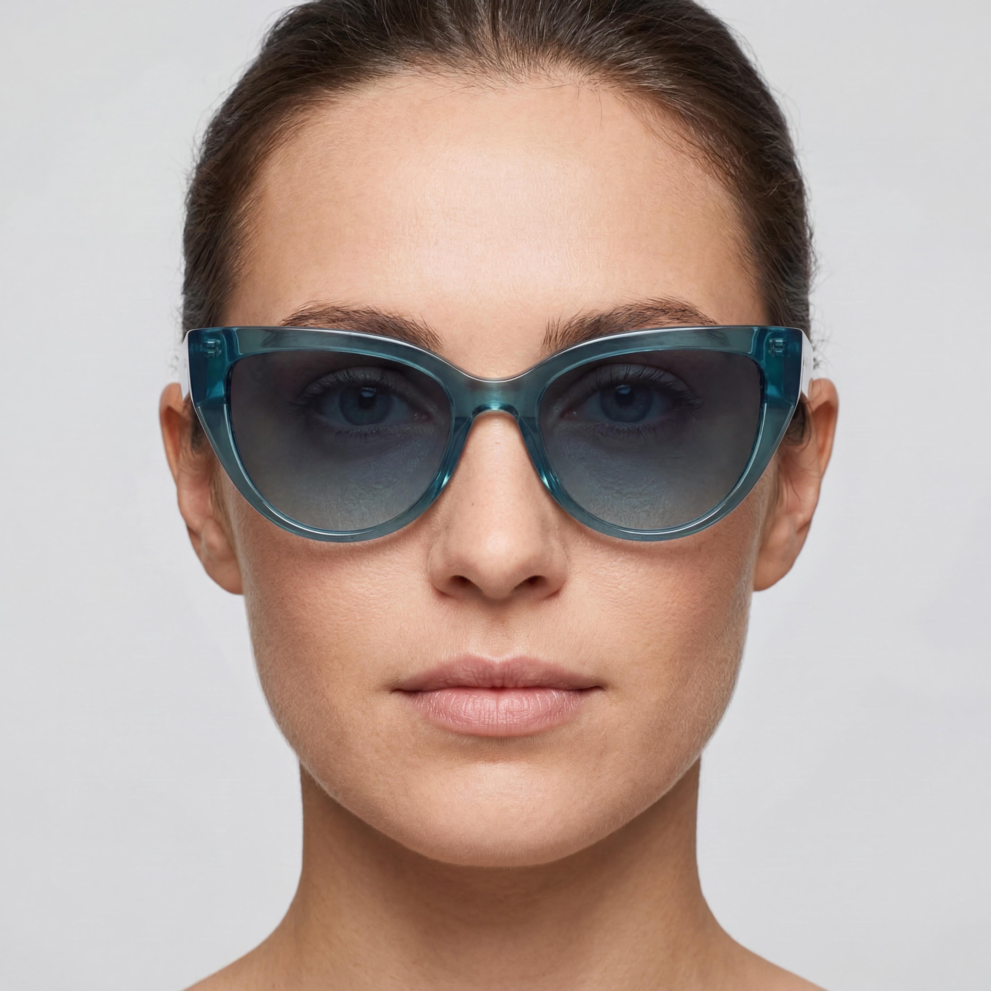 Gafas de Sol Fossil FOS 2125/S para Mujer Acetato Cristal Verde Azulado Gris Petróleo Lentes Gris Petróleo Protección UV 52-18-140, Photo 4
