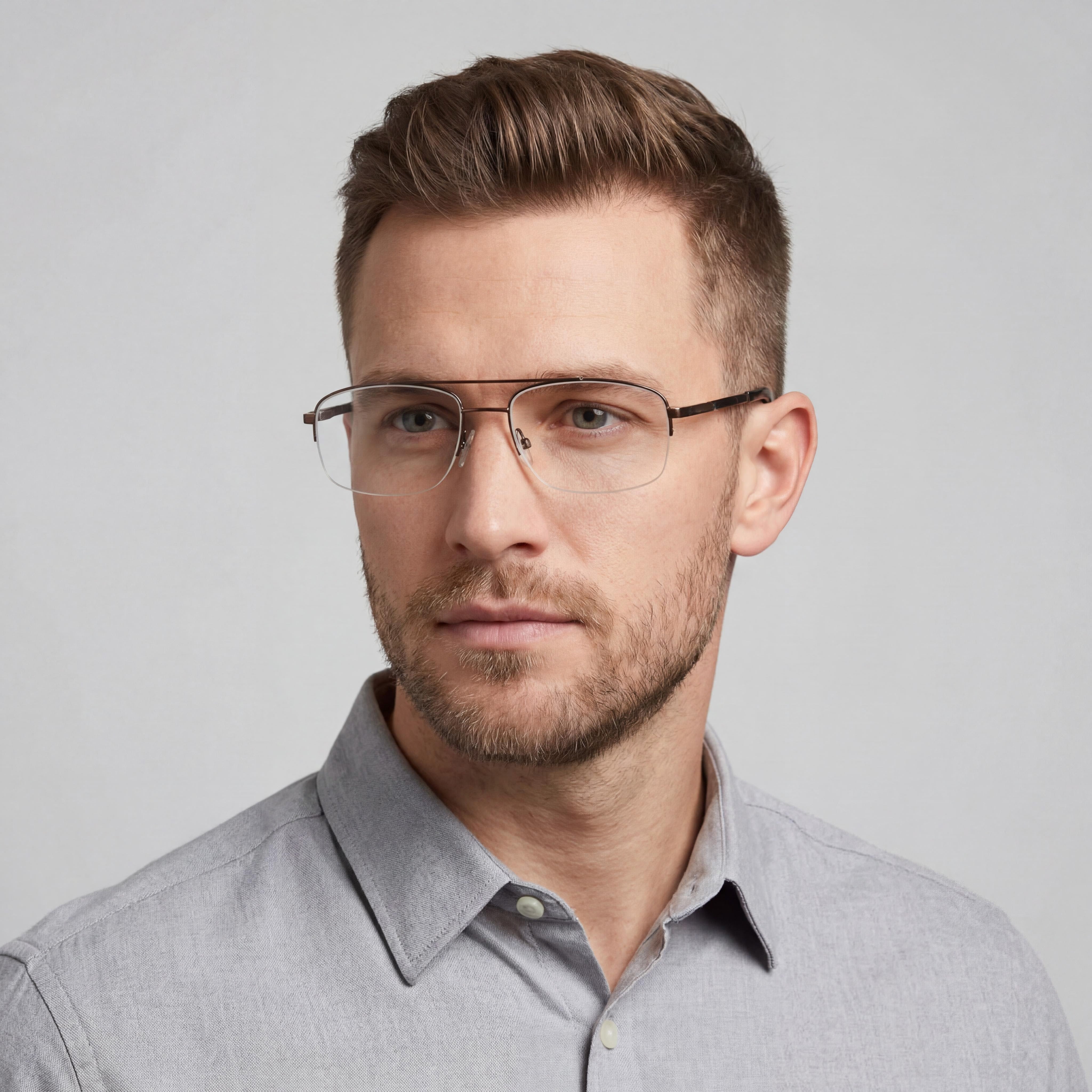 Elasta 7246 009Q Men's Brown Metal Light Adaptive Aviator Eyeglasses 56-17-145, Photo 4