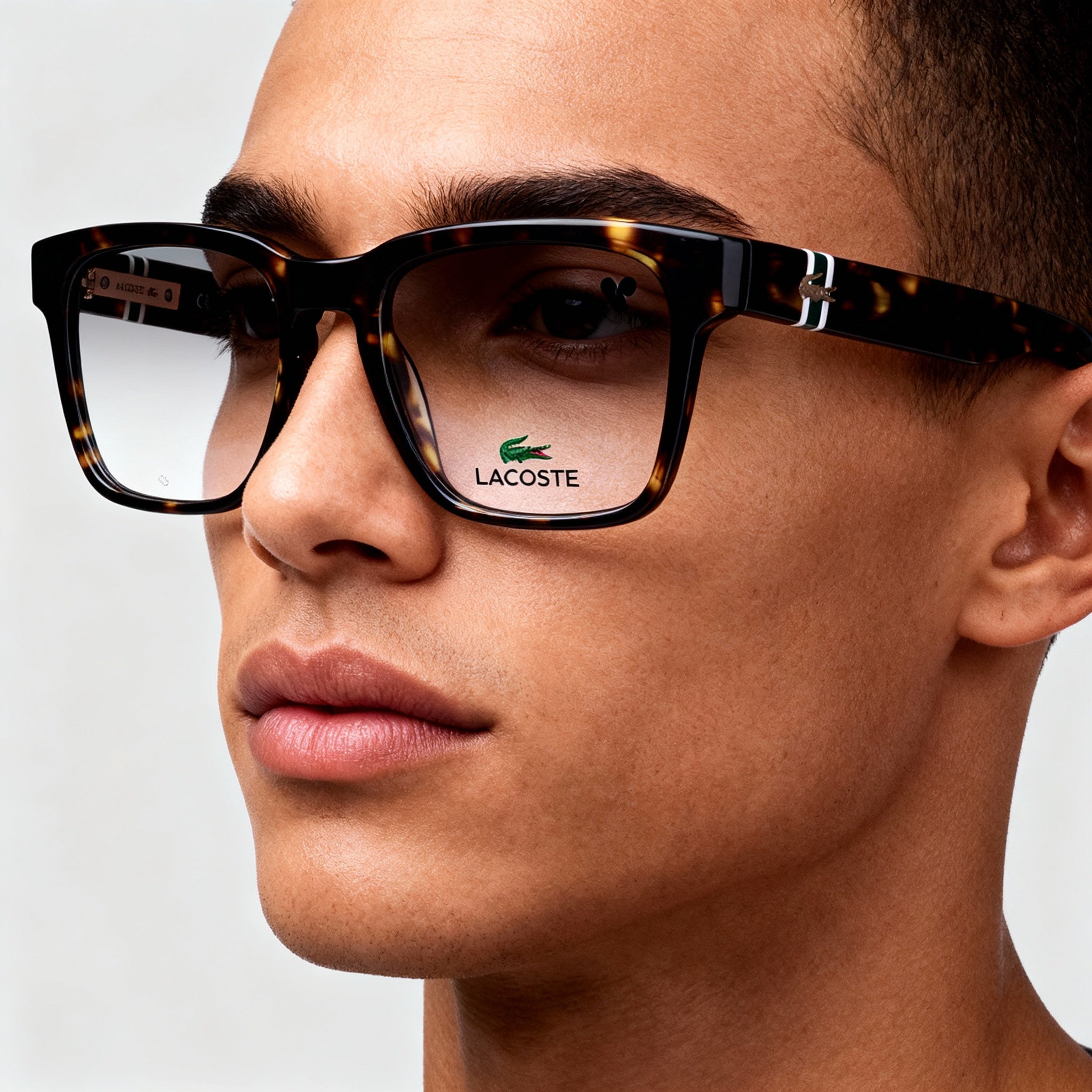 Lacoste Modern Unisex Eyeglasses, crafted with a Dark Havana Acetate Frame, featuring a 53mm Lens Width., Photo 4