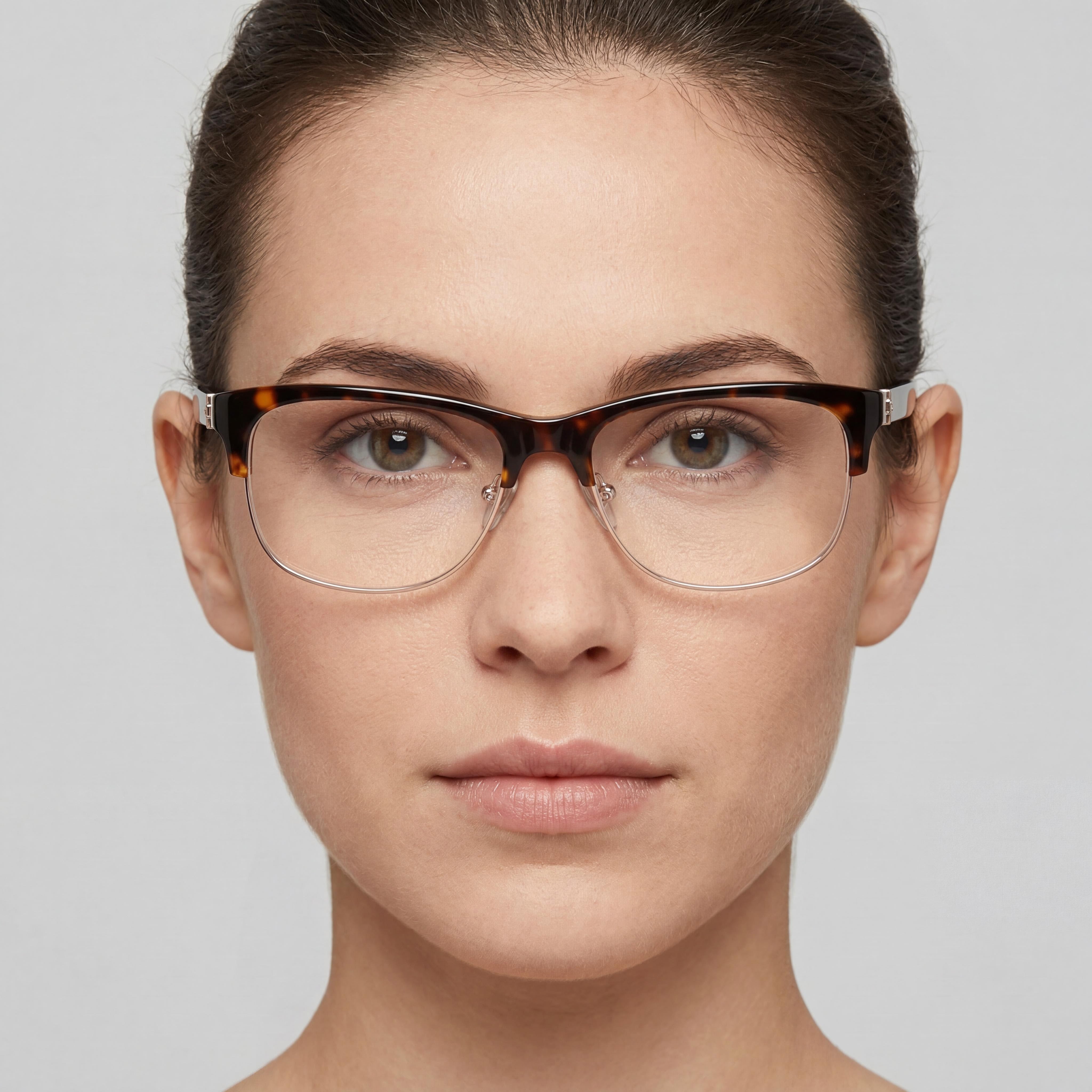 GUESS Women's Modern Full-Rim Square Eyeglasses Dark Havana Plastic Frame with Clear Plastic Lenses 55mm, Photo 3