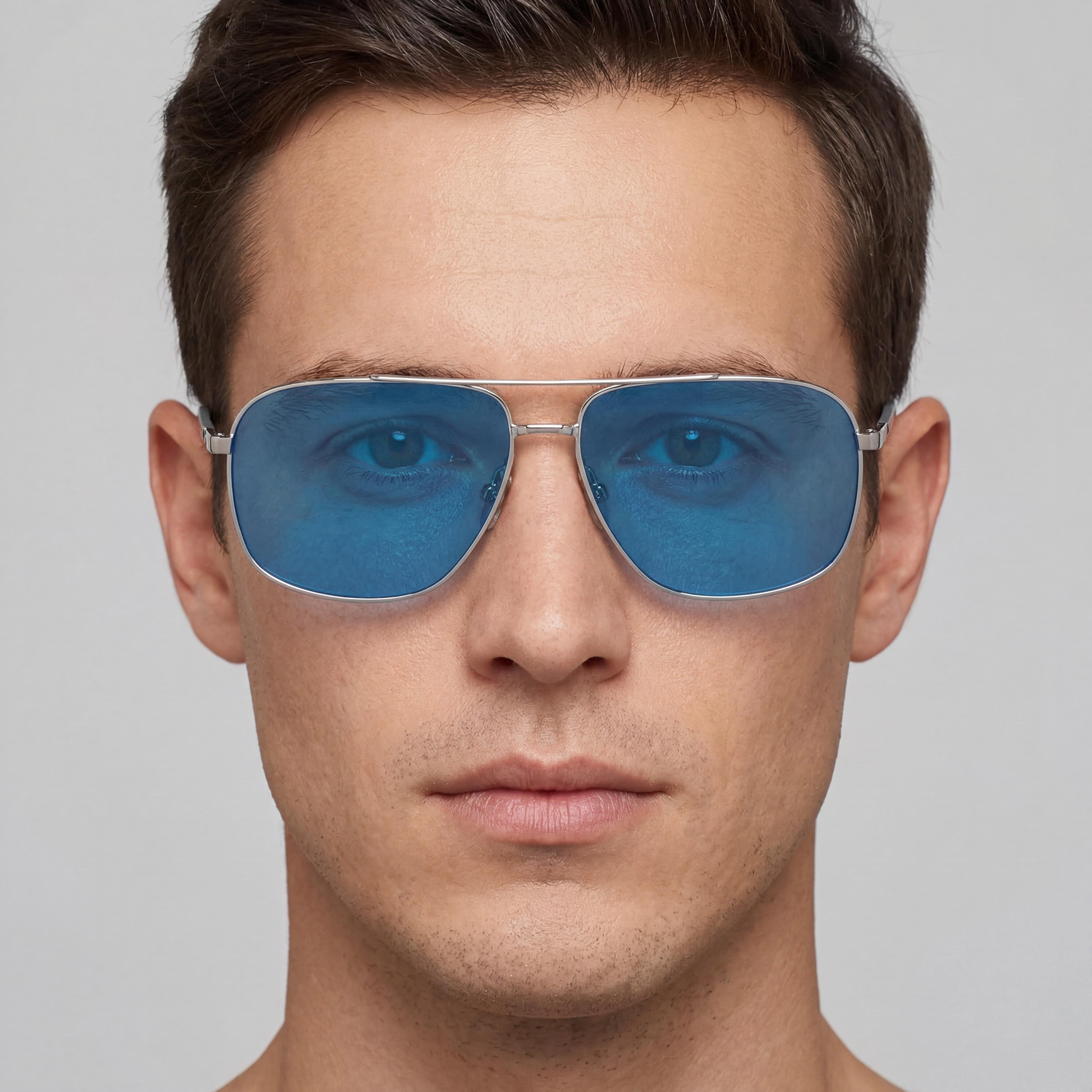 Columbia C115SP MIST TRAIL Men's Navigator Polarized UV Protected Shiny Silver Metal Blue Revo Sunglasses 57mm, Photo 4
