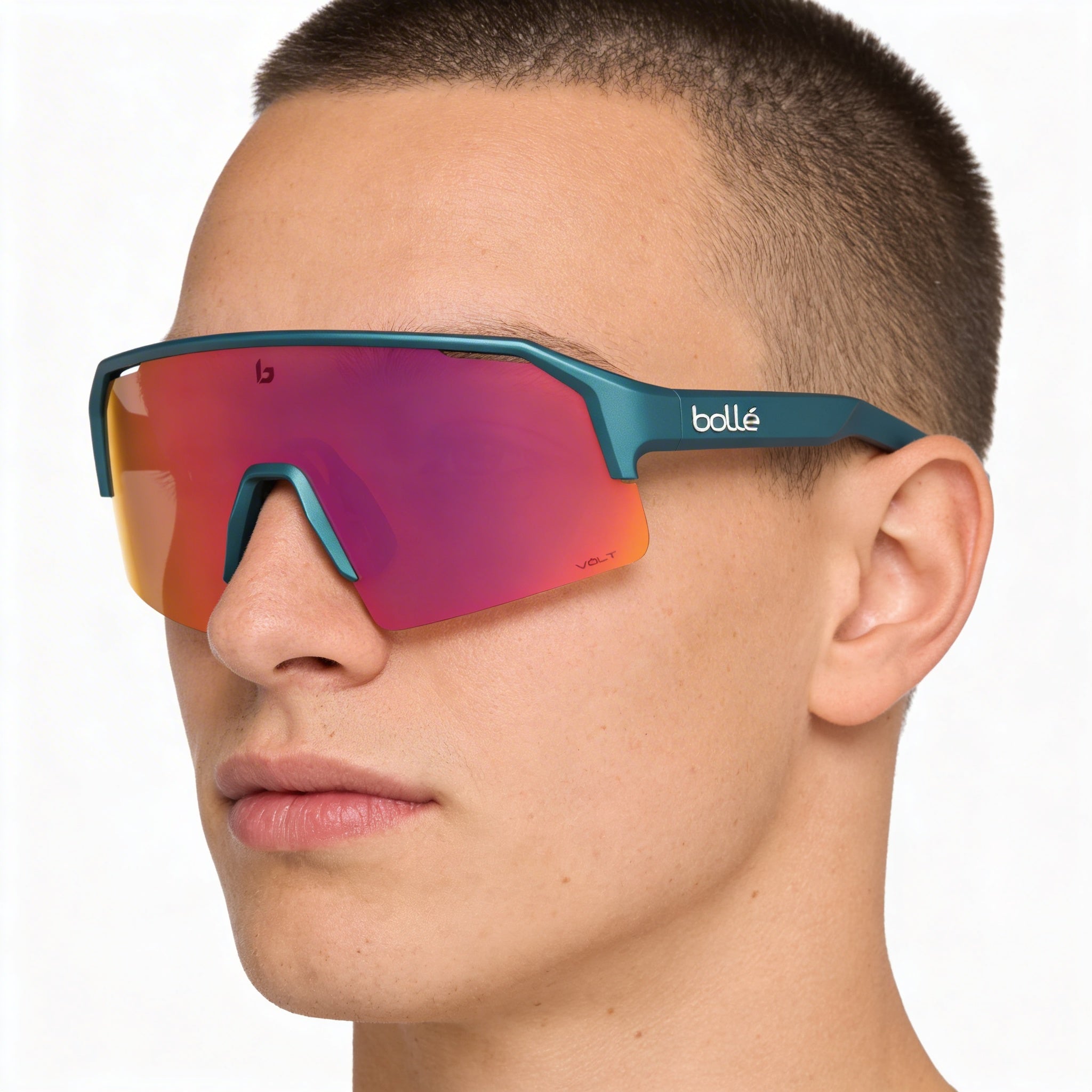 bollé Volt Unisex Creator Teal Metallic TPU Frame, Volt Ruby Polycarbonate Non-Polarized UV Protected Lenses, 140mm, Photo 4