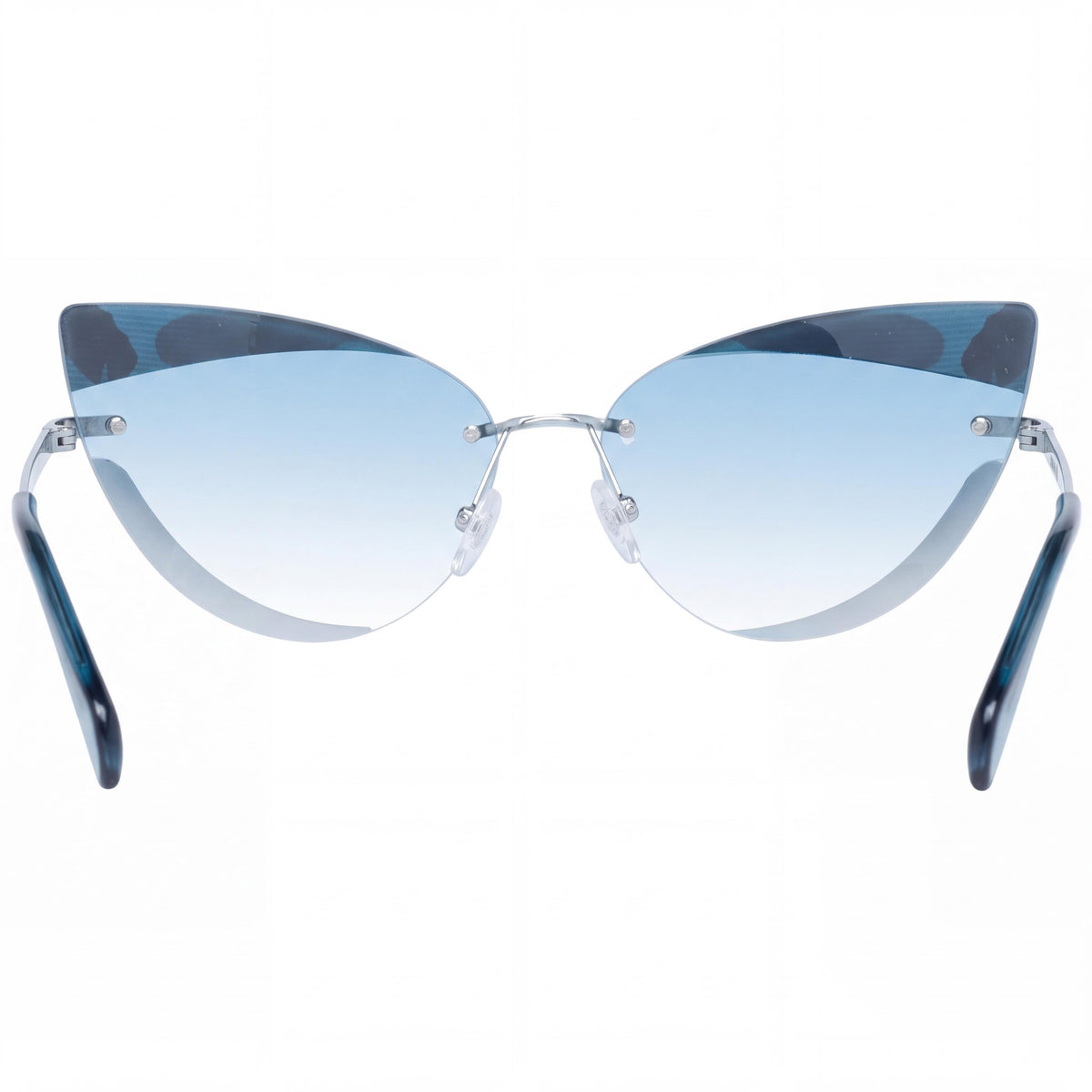 adidas Classic Unisex Metal Frame Shiny Light Blue Silver Sunglasses Green Gradient Lens Width 64mm, Photo 3