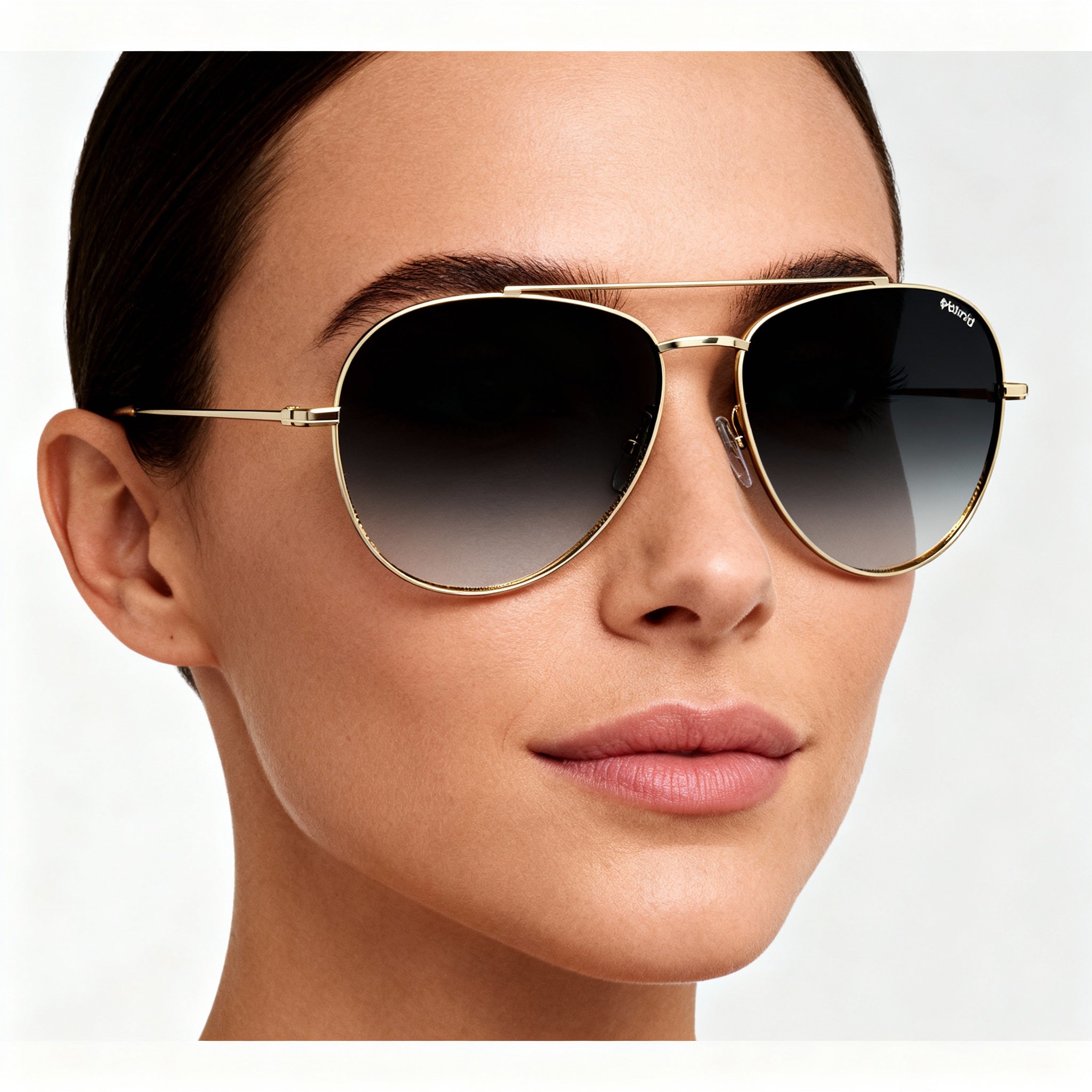 Gafas de sol Polaroid Aviator para mujer, de acero inoxidable dorado, polarizadas, color gris ahumado, 61 mm, Photo 5