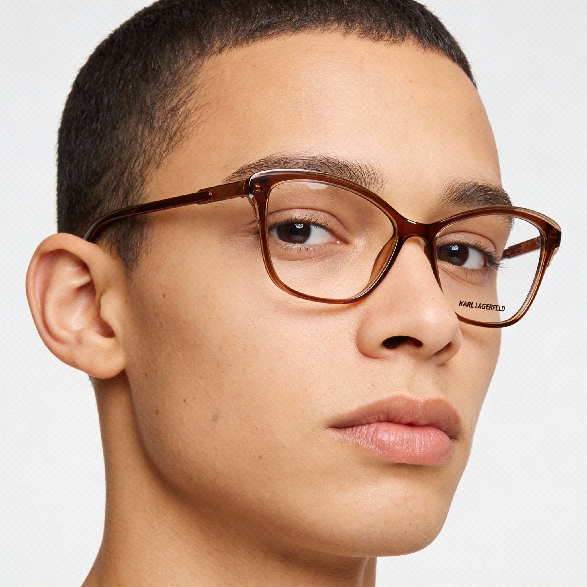 Gafas de sol Karl Lagerfeld modernas unisex con montura inyectada, color marrón/marrón claro, sin polarizar, con protección UV, 56 mm, Photo 4