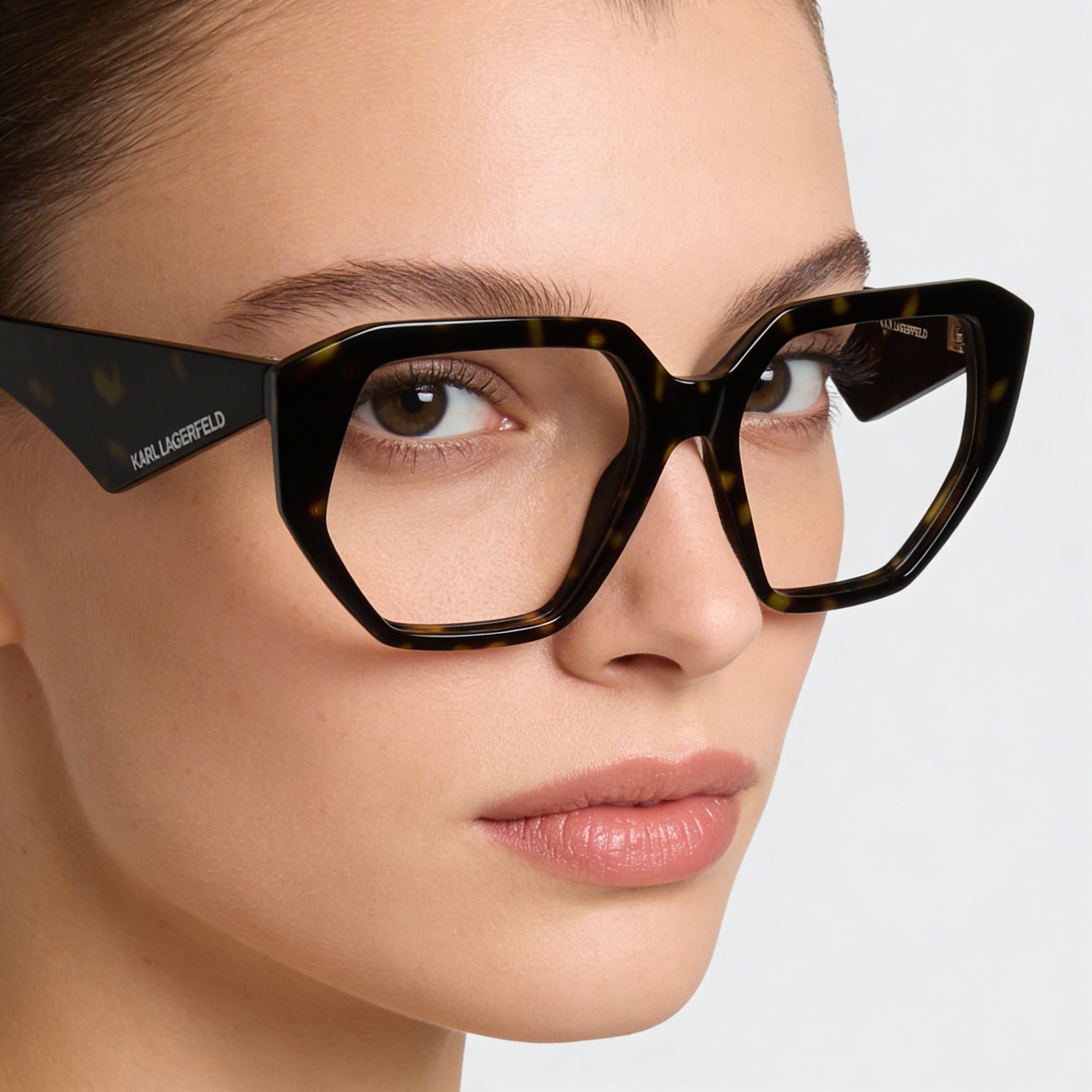 Gafas Karl Lagerfeld Kl6213 para mujer con montura de acetato en carey y lentes transparentes de 54 mm, Photo 4
