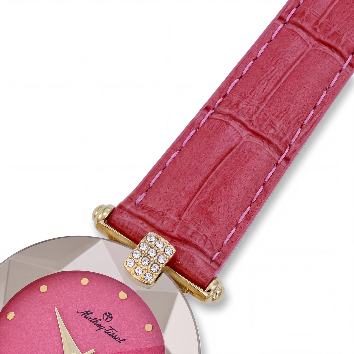 Mathey-Tissot P317F Women's Pink Dial Stainless Steel Water Resistant Watch with Leather Strap, Photo 3