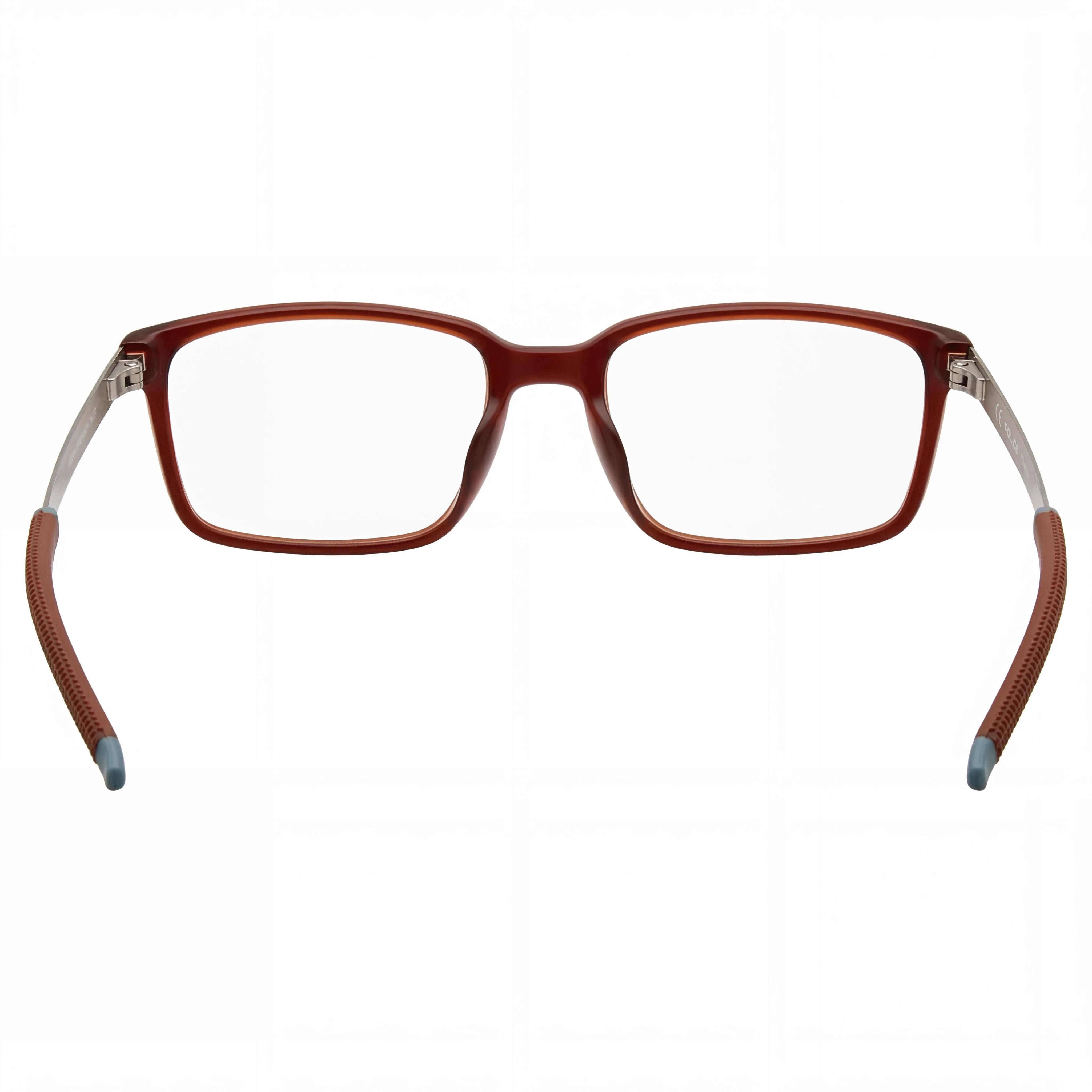 Police Modern VPLF85 Men's Semi Matt Transparent Brown Acetate and Metal Eyeglasses 54mm, Photo 3