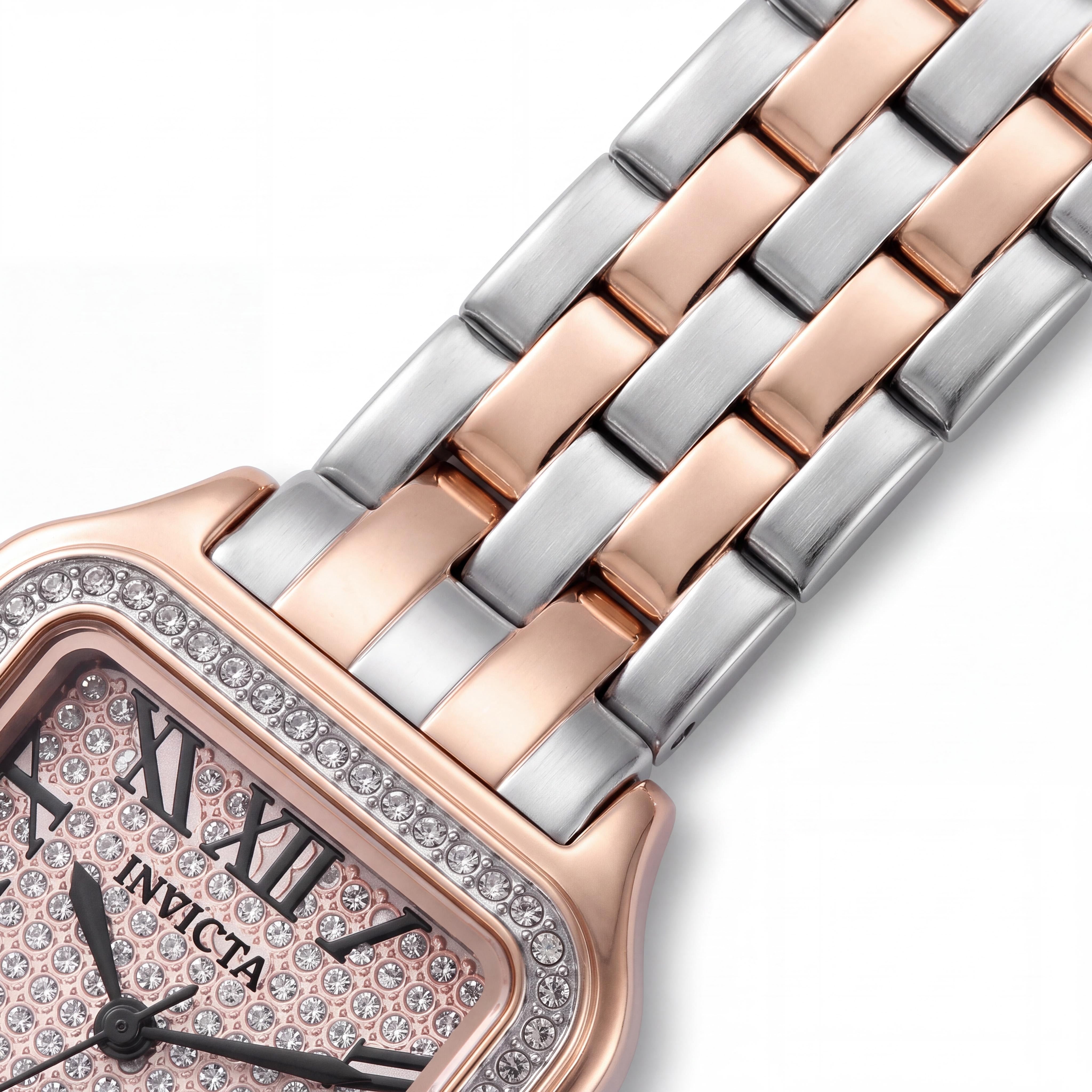 Invicta Angel Collection Reloj de cuarzo clásico para mujer, de acero inoxidable chapado en oro rosa, con esfera plateada, 28 mm, Photo 2