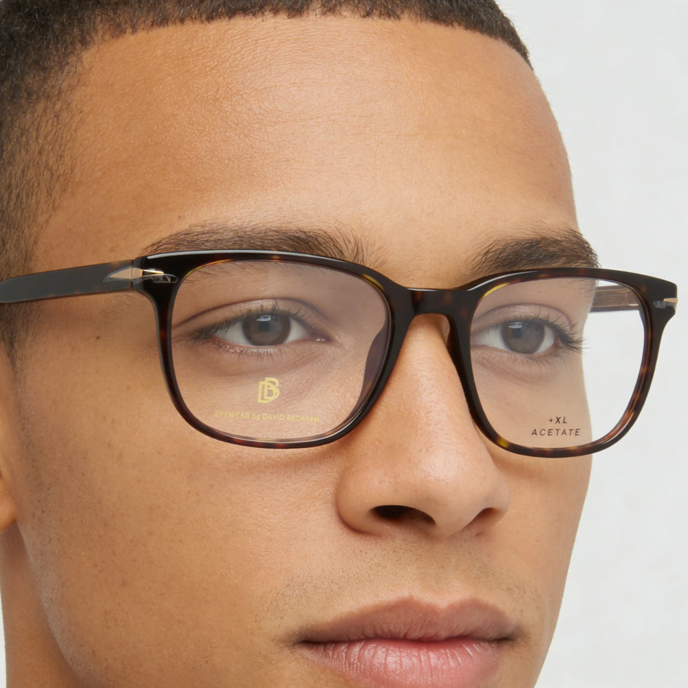 Gafas de sol David Beckham Db 1083 para hombre, color Havana, de acetato, con lentes transparentes de demostración, graduadas, de 55 mm