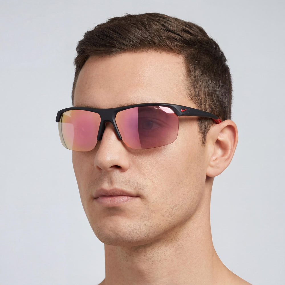 Nike Wrap Men's Black Plastic Grey Multilayer Red Non-Polarized Sunglasses 67mm