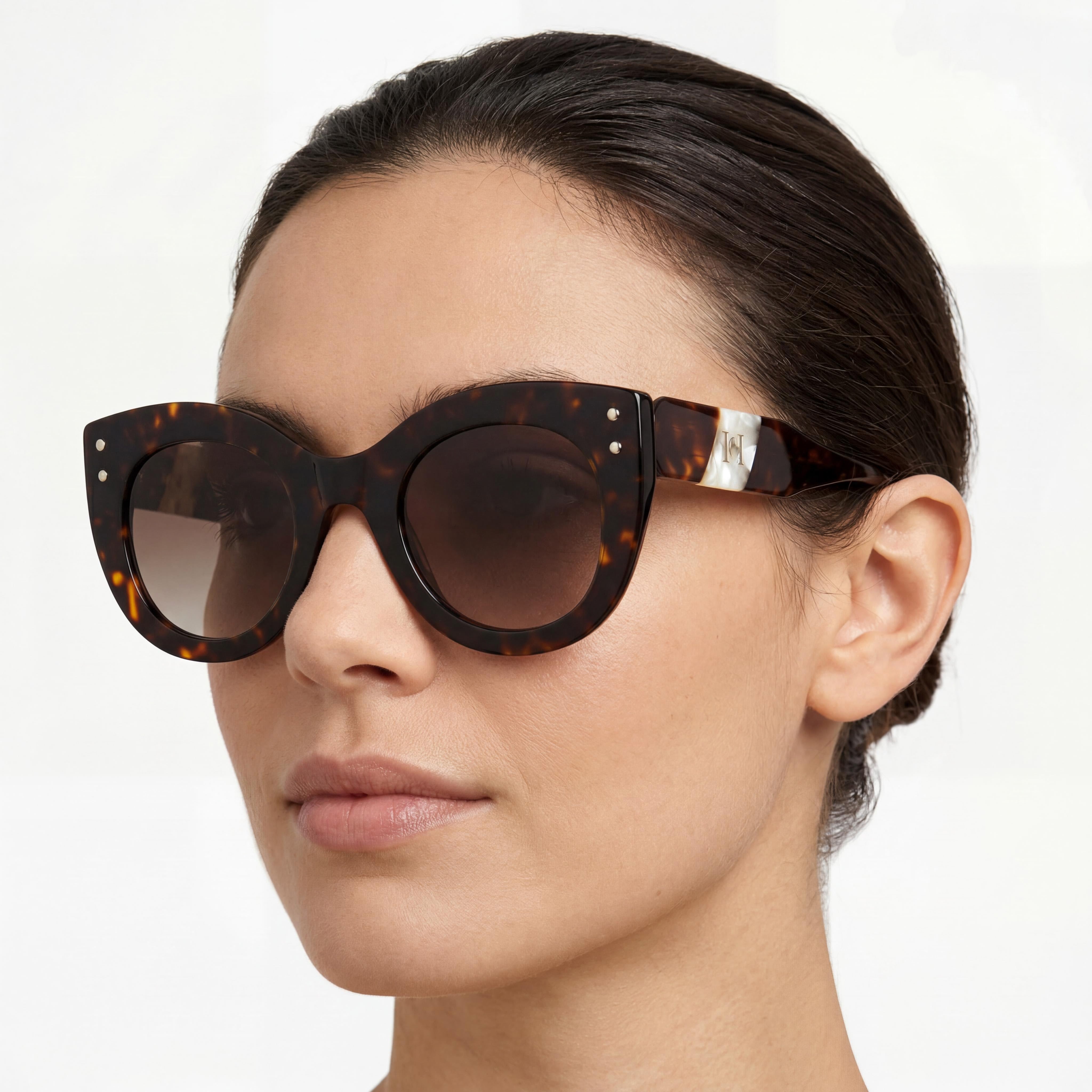Gafas de sol clásicas de plástico Carolina Herrera HER 0127/S para mujer con protección UV, color habana blanco y marrón degradado, 50-26-145mm, Photo 5