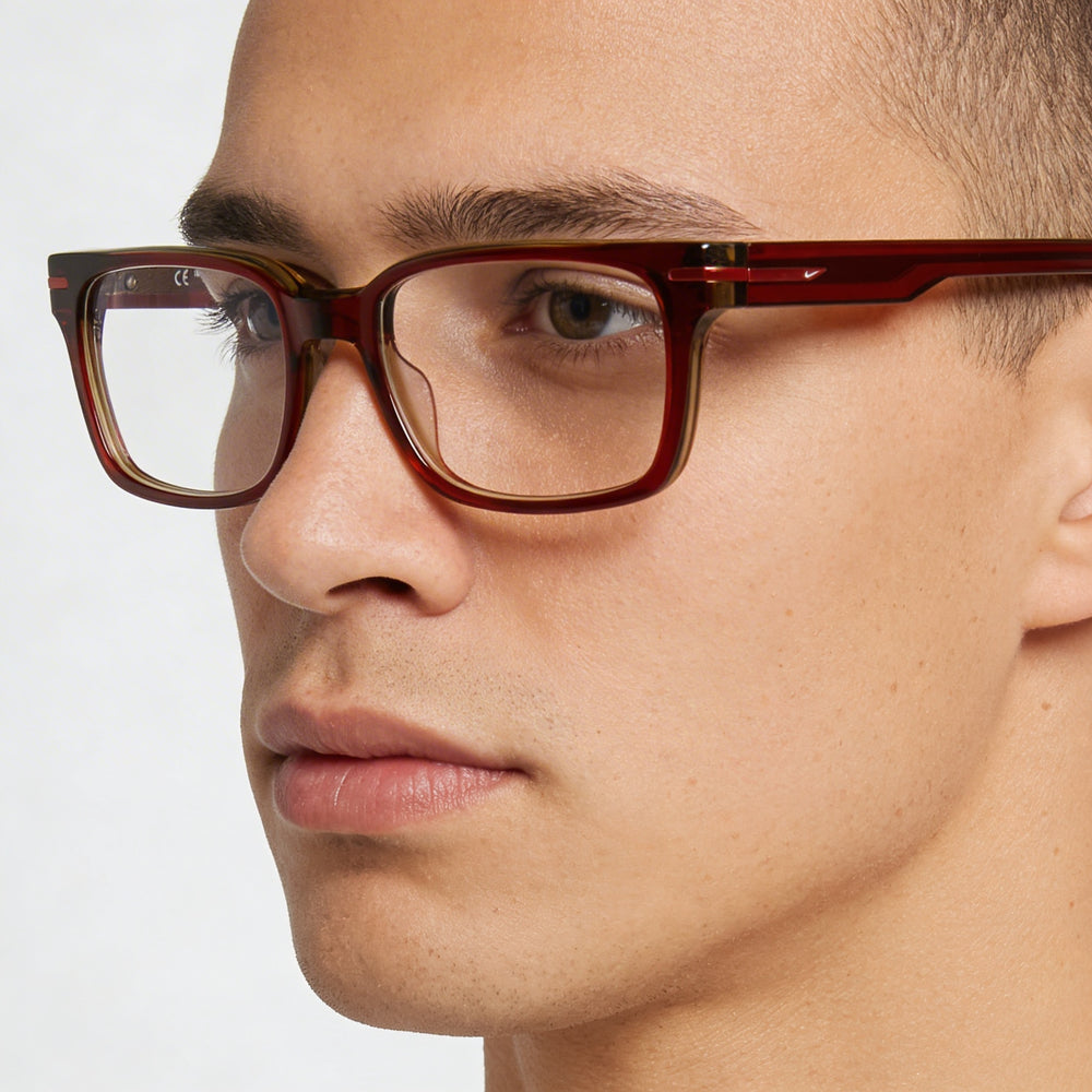 Nike Casual 7174 Men's Acetate Optical Eyeglasses with Cedar Amber Laminate Frame & Lens 53-18-145