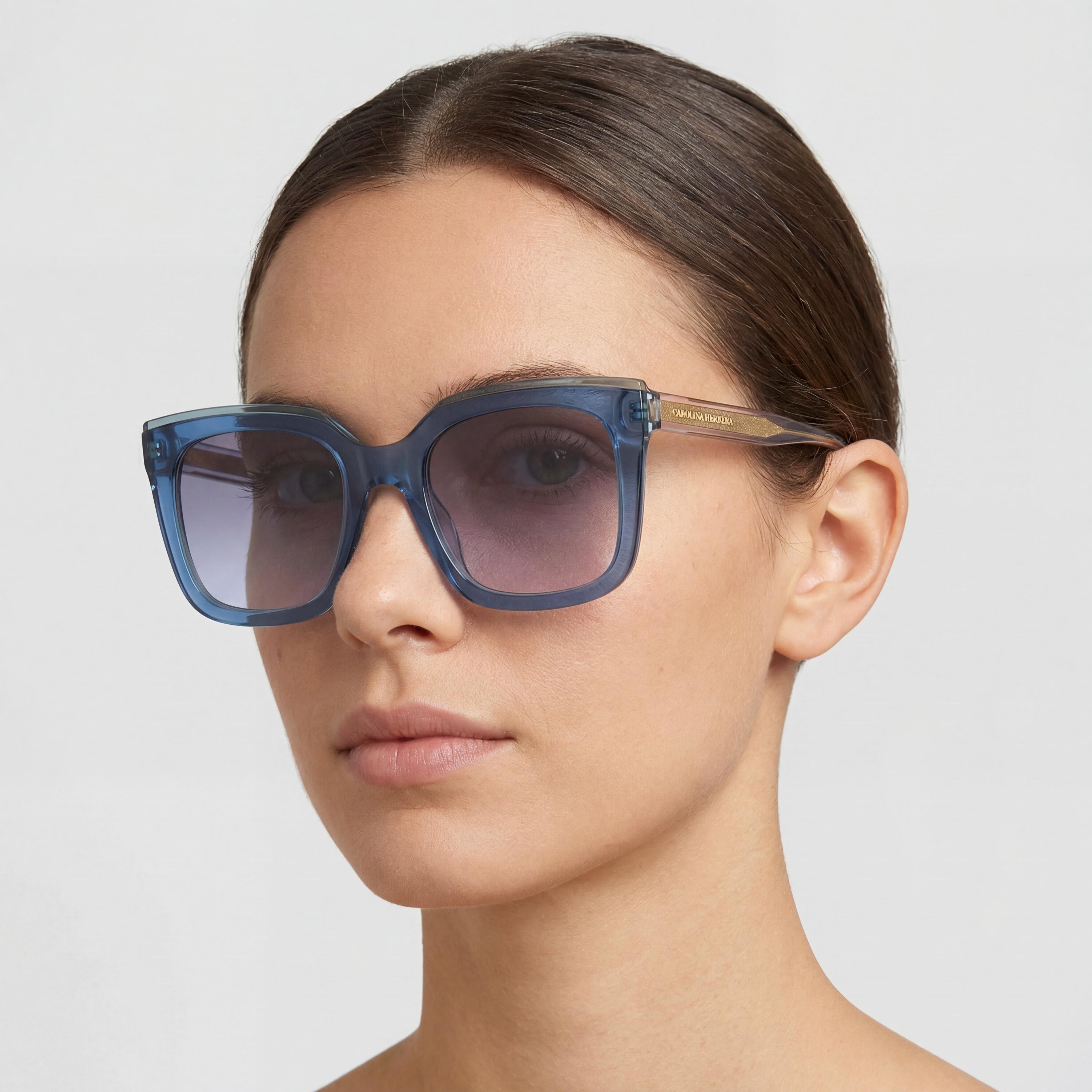 CAROLINA HERRERA HER 0249/G/S Gafas de sol de acetato azules grises casuales para mujer 51mm Protección UV, Photo 4