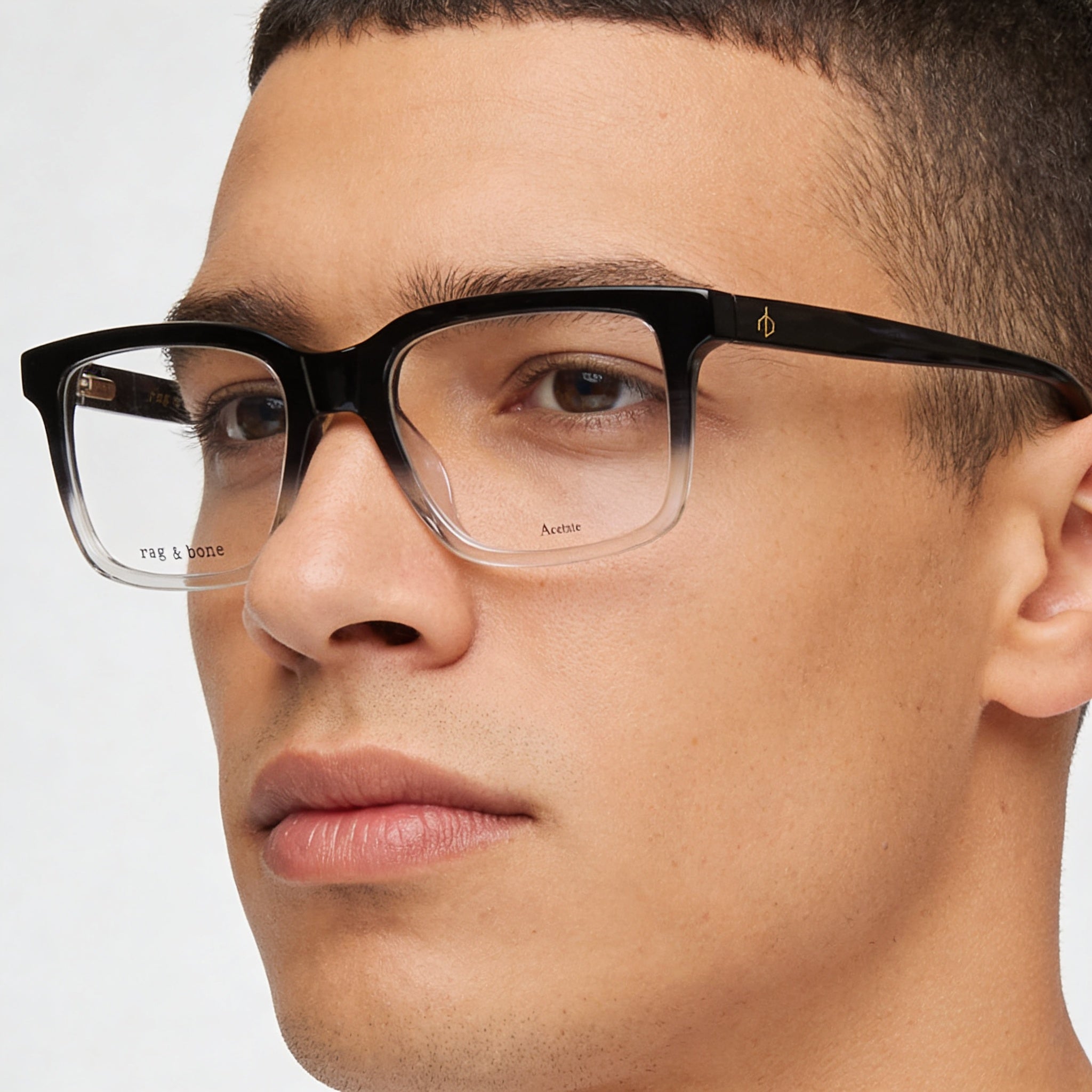 rag & bone Casual Men's Grey Horn Plastic Frame Polycarbonate Non-Polarized Sunglasses 53mm, Photo 3