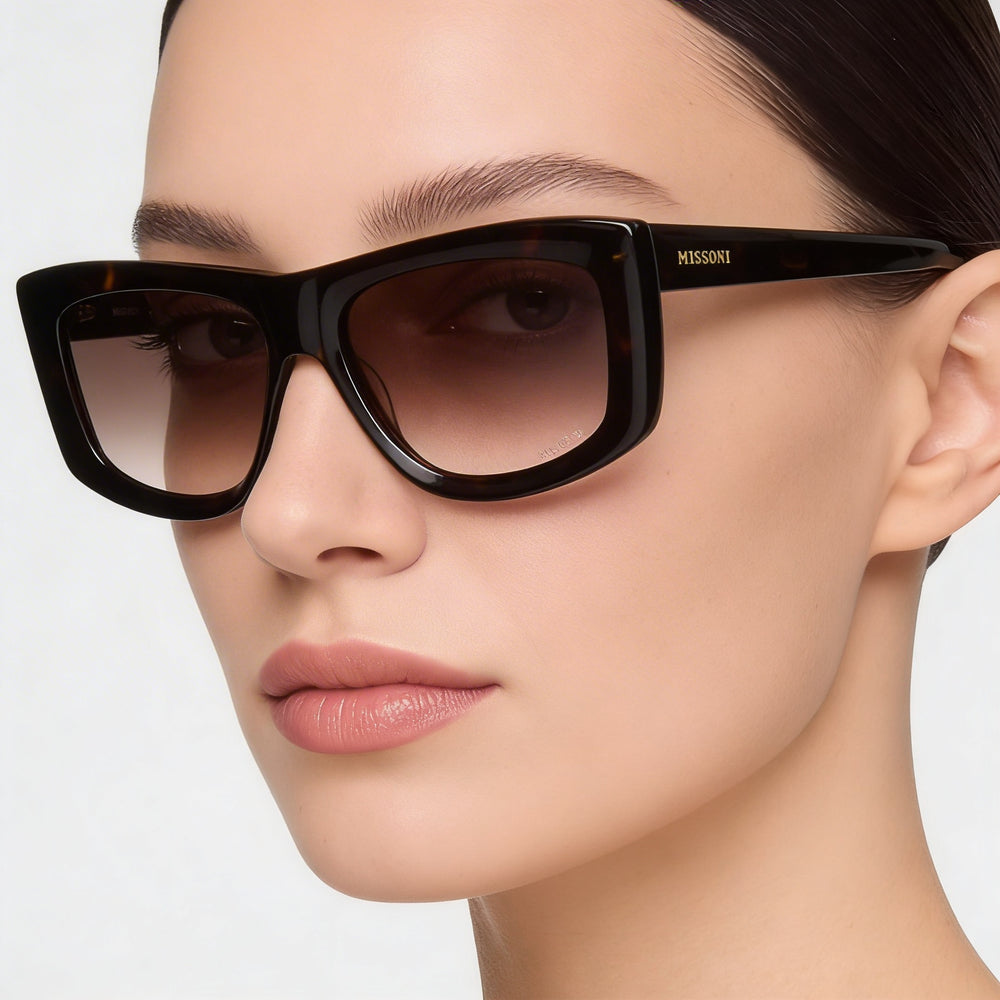 Gafas de sol Missoni de mujer ojo de gato, acetato, policarbonato, 100% protección UV, degradado cuerno marrón/rojo, 56 mm