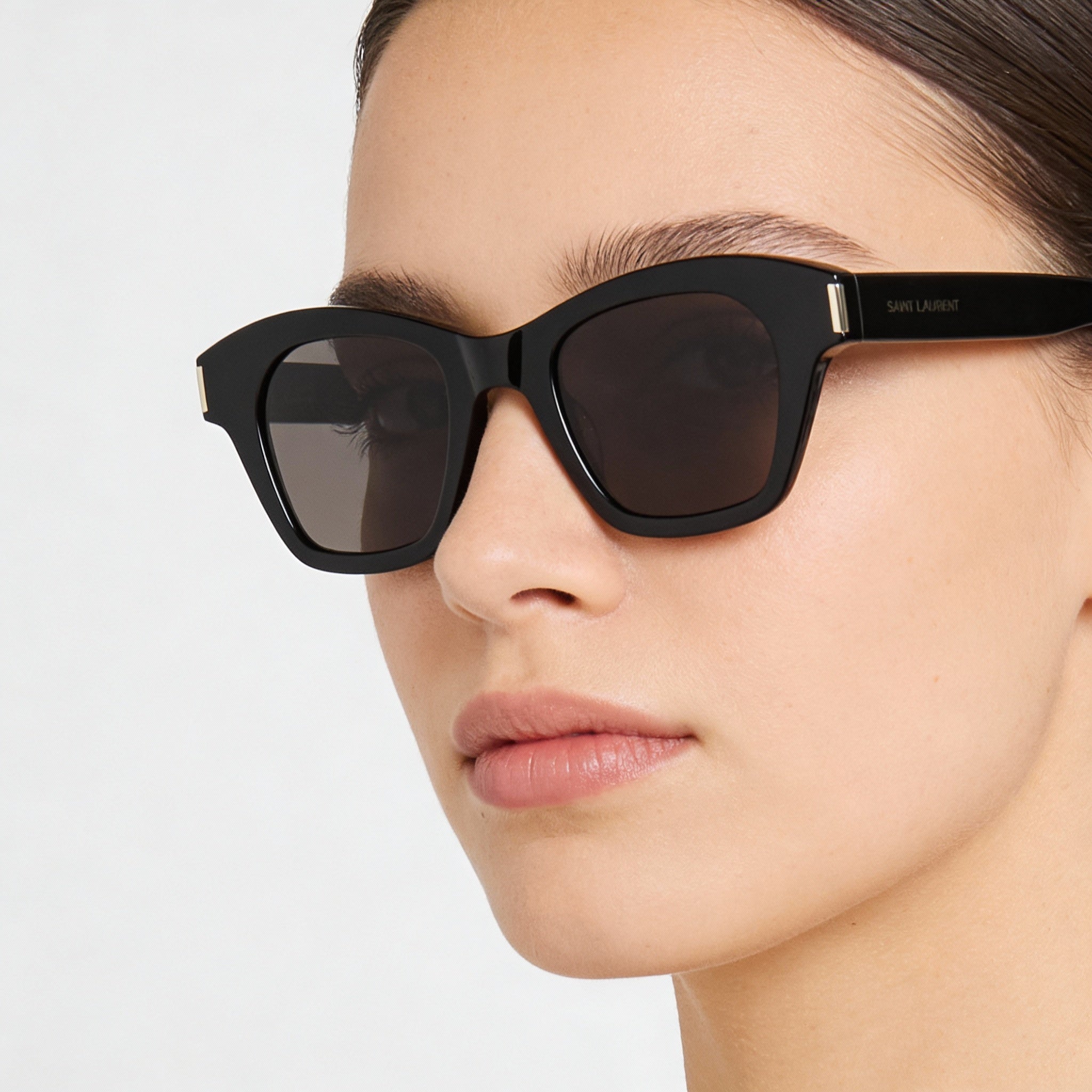 Gafas de sol Yves Saint Laurent para mujer, cuadradas o rectangulares, de acero inoxidable negro, con protección UV, 47 mm, Photo 4