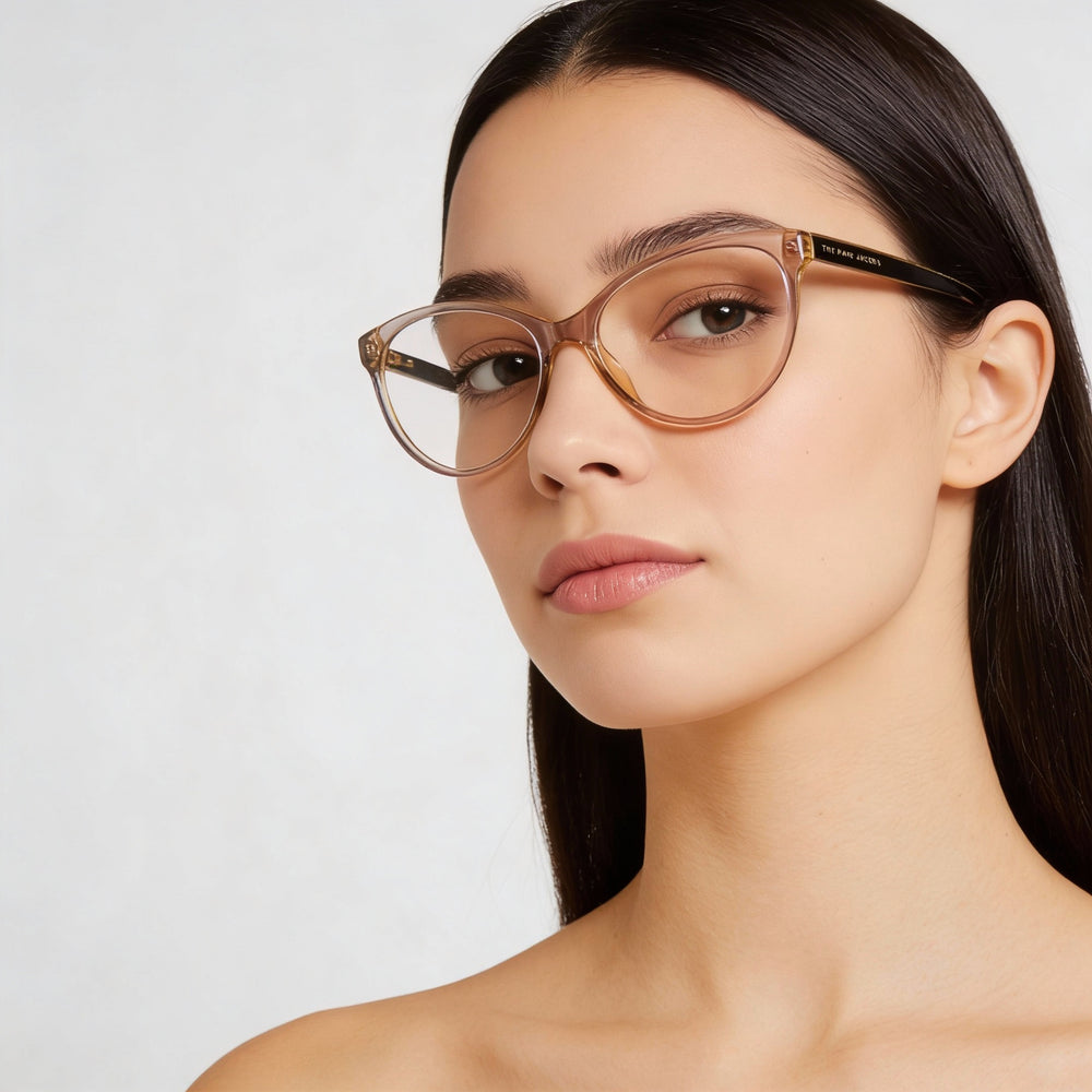 Gafas de sol Marc Jacobs Marc 463 para mujer, de acetato marrón, con forma de ojo de gato y lentes transparentes de demostración, graduadas, 53 mm