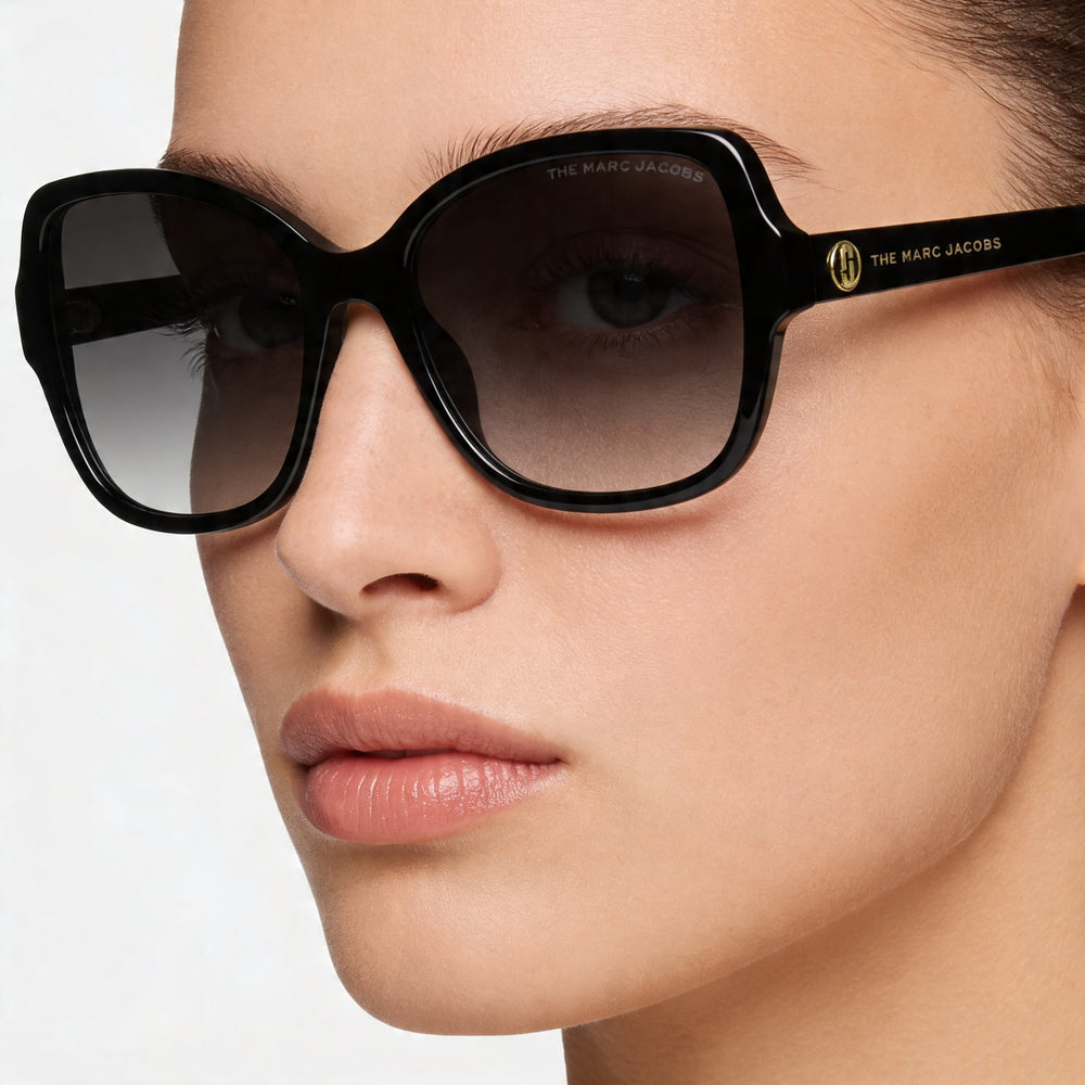 Marc Jacobs Modern Women's Black Acetate Dark Gray Gradient UV Protection Sunglasses 55-19-145
