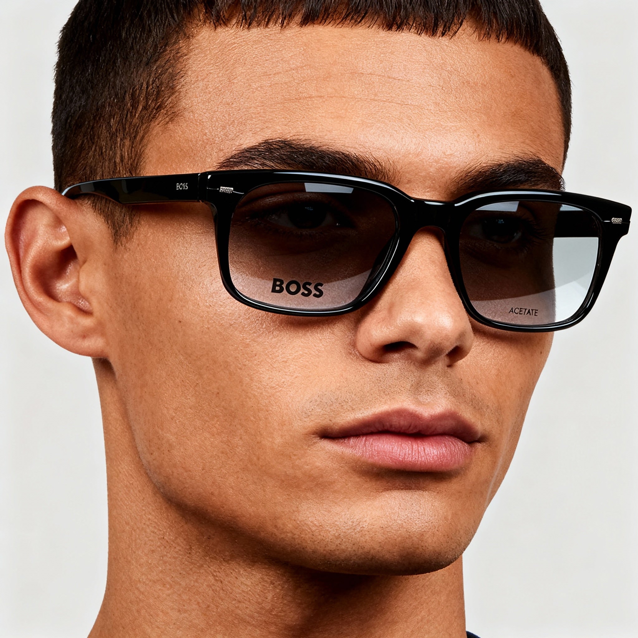 Hugo Boss Boss 1383 Modern Square Full Rim Acetate Frame, Unisex Black Optical Eyeglasses 53-18-145mm, Photo 4