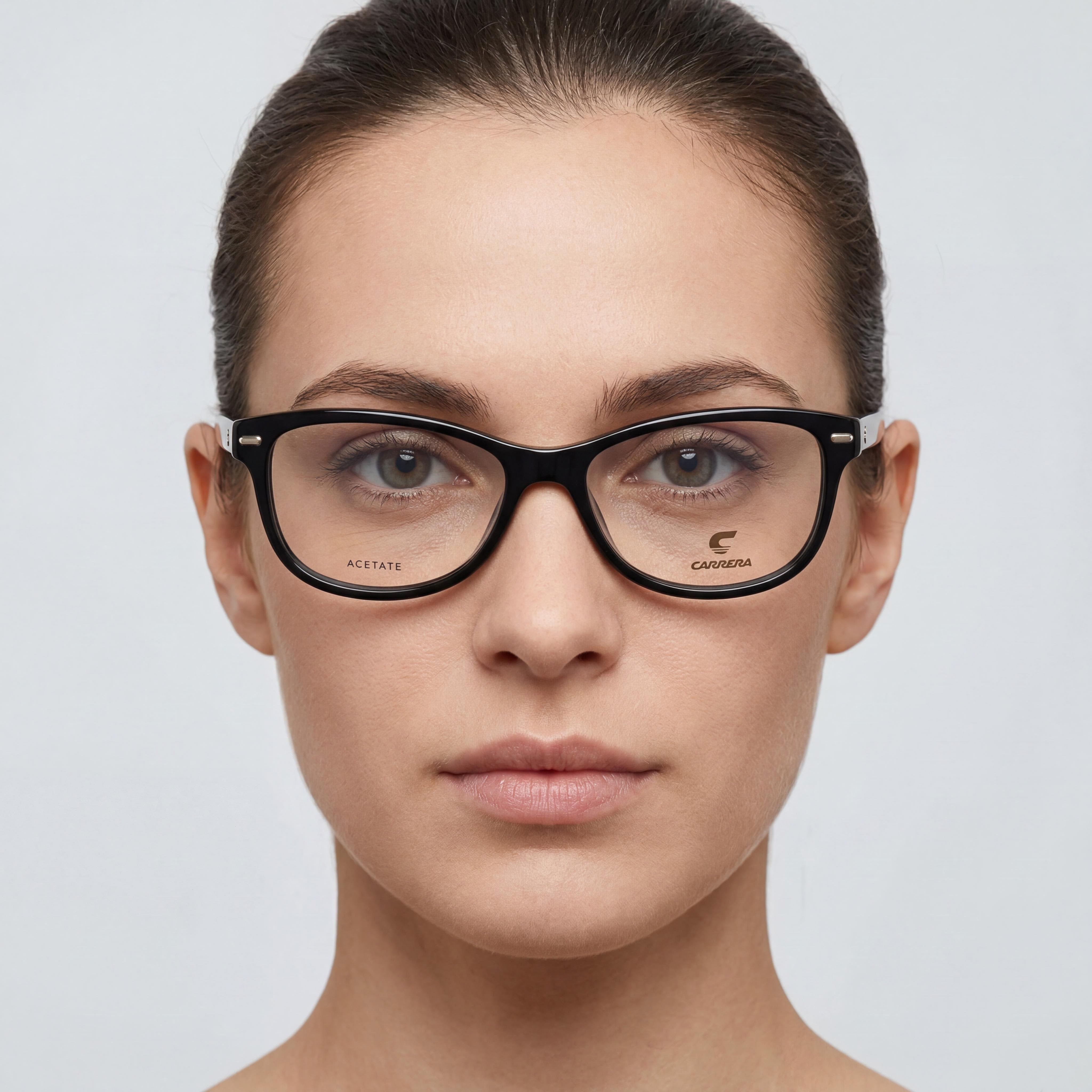 Gafas casuales Carrera de acetato negro para mujer con 51 mm de ancho de lente, 14 mm de puente, 140 mm de patillas, Photo 5