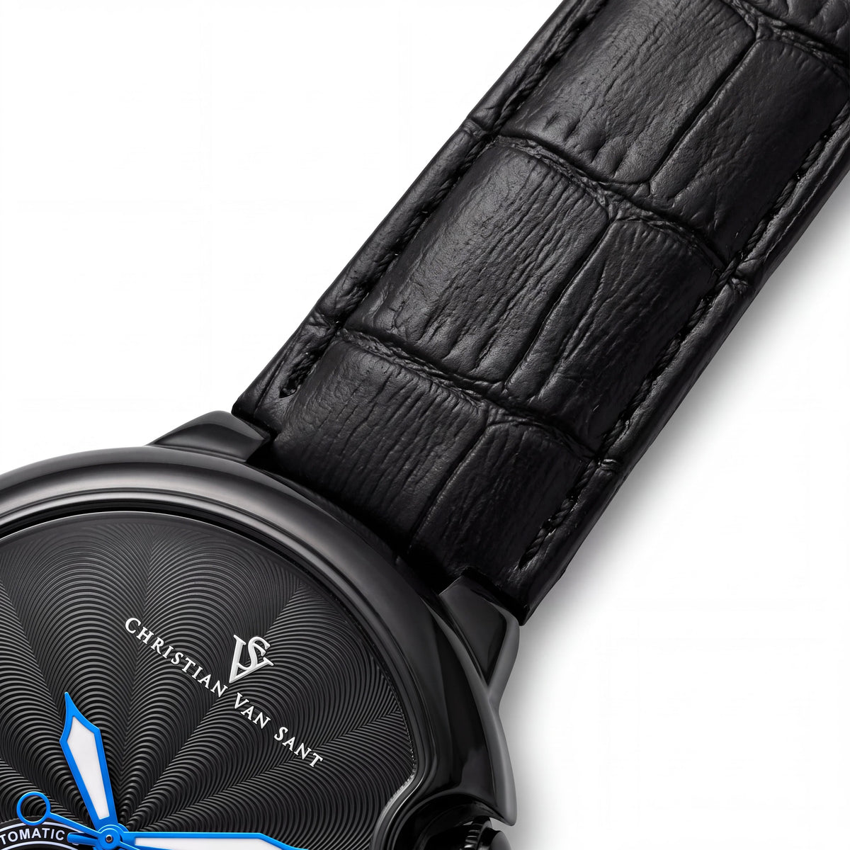 Christian Van Sant Quartz Movement Men's Black Water Resistant Watch with Scratch Resistant Mineral 46mm, Photo 3